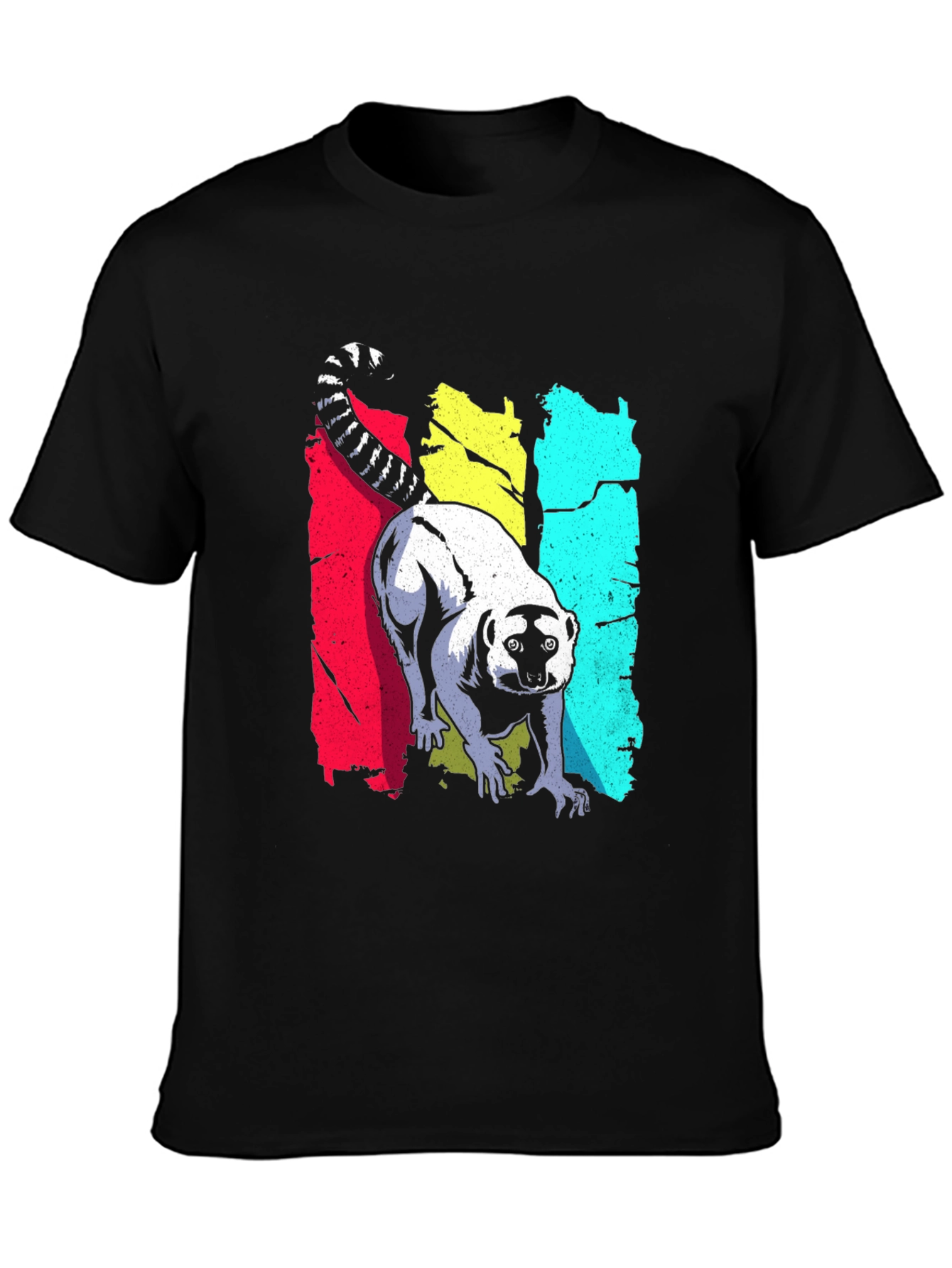 Lemur Graphic Print Black T-Shirt