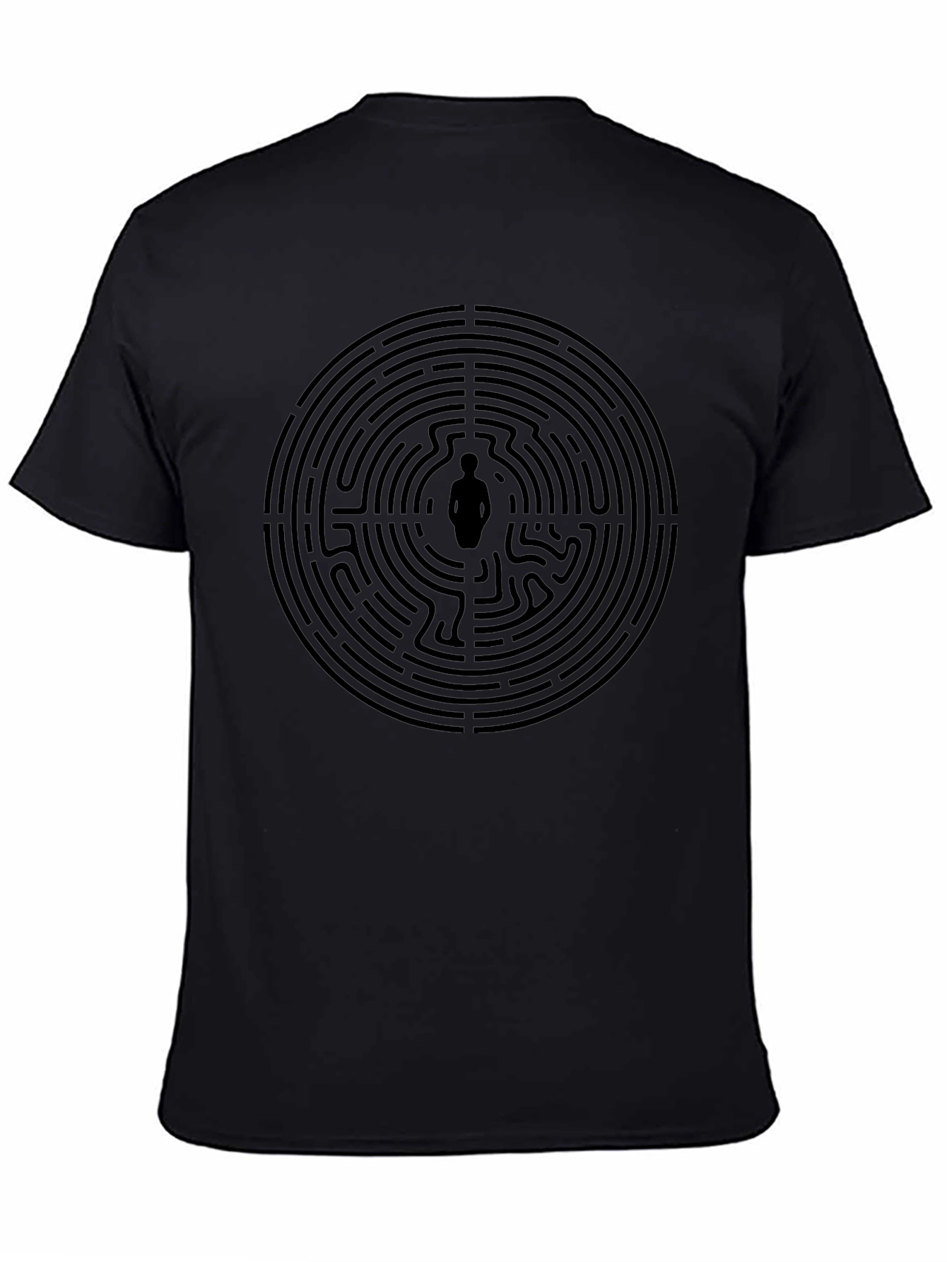 Labyrinth Man Graphic Tee - Stylish Black Cotton T-Shirt
