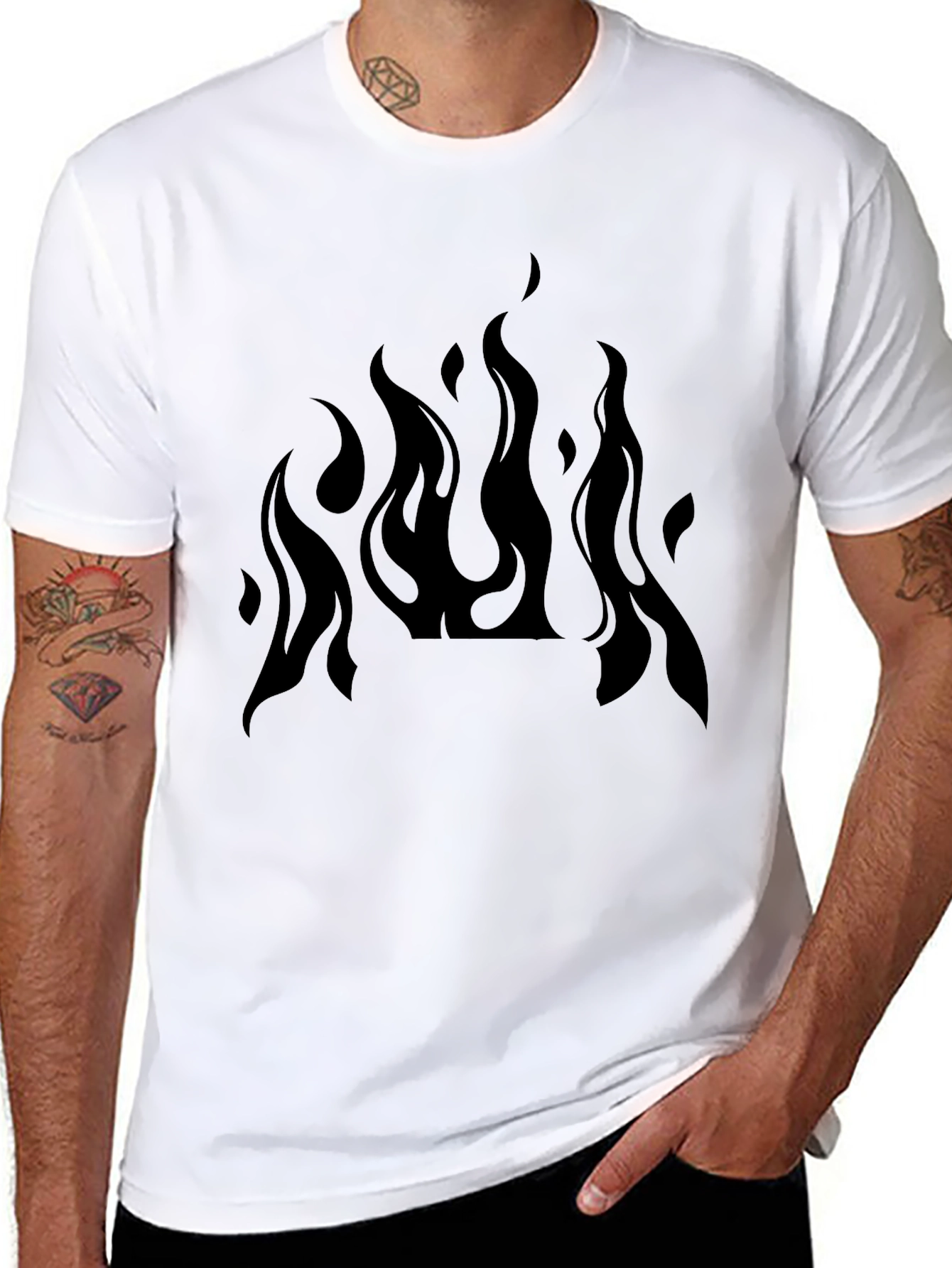 Mens Black Flame Graphic T-Shirt