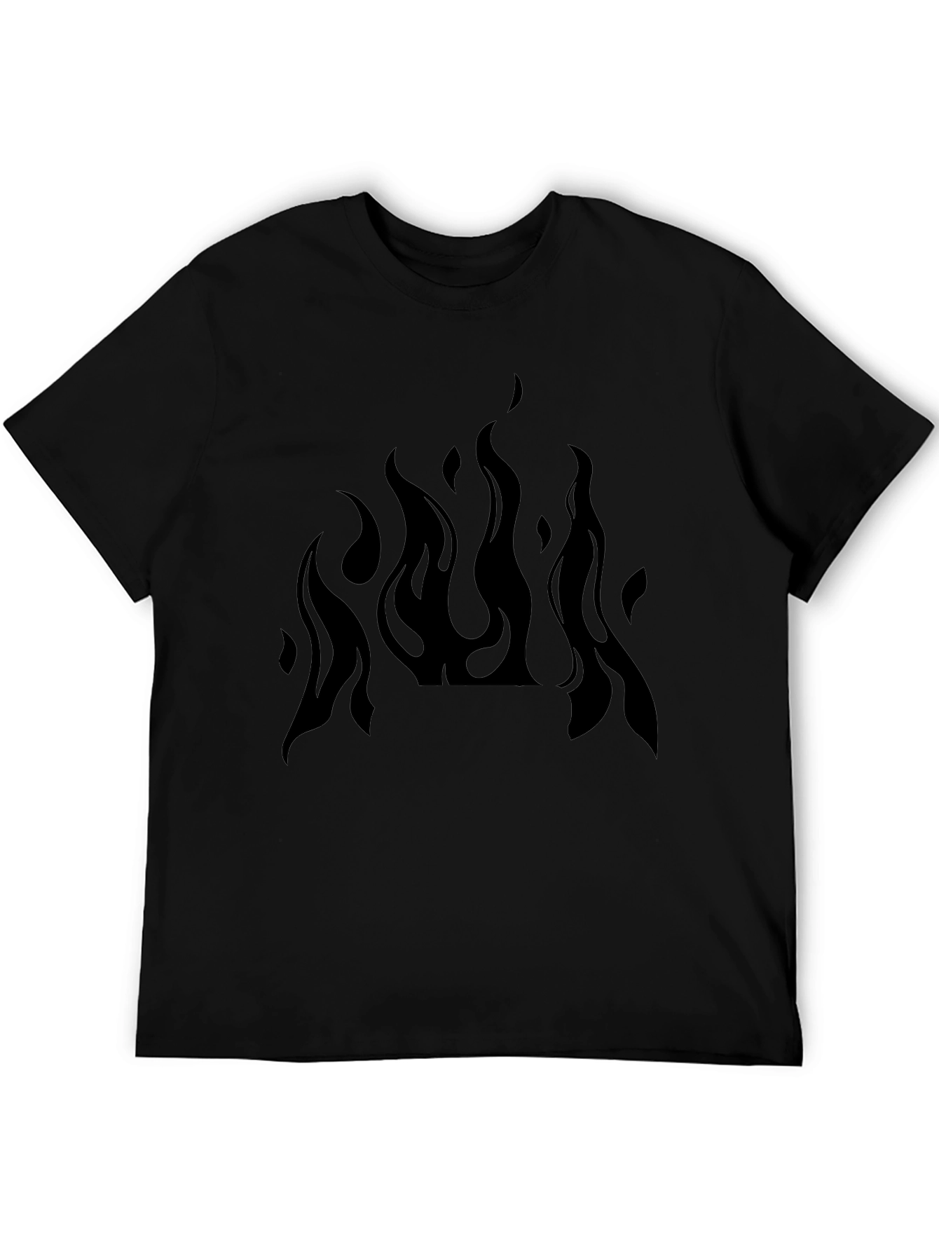 Mens Black Flame Graphic T-Shirt