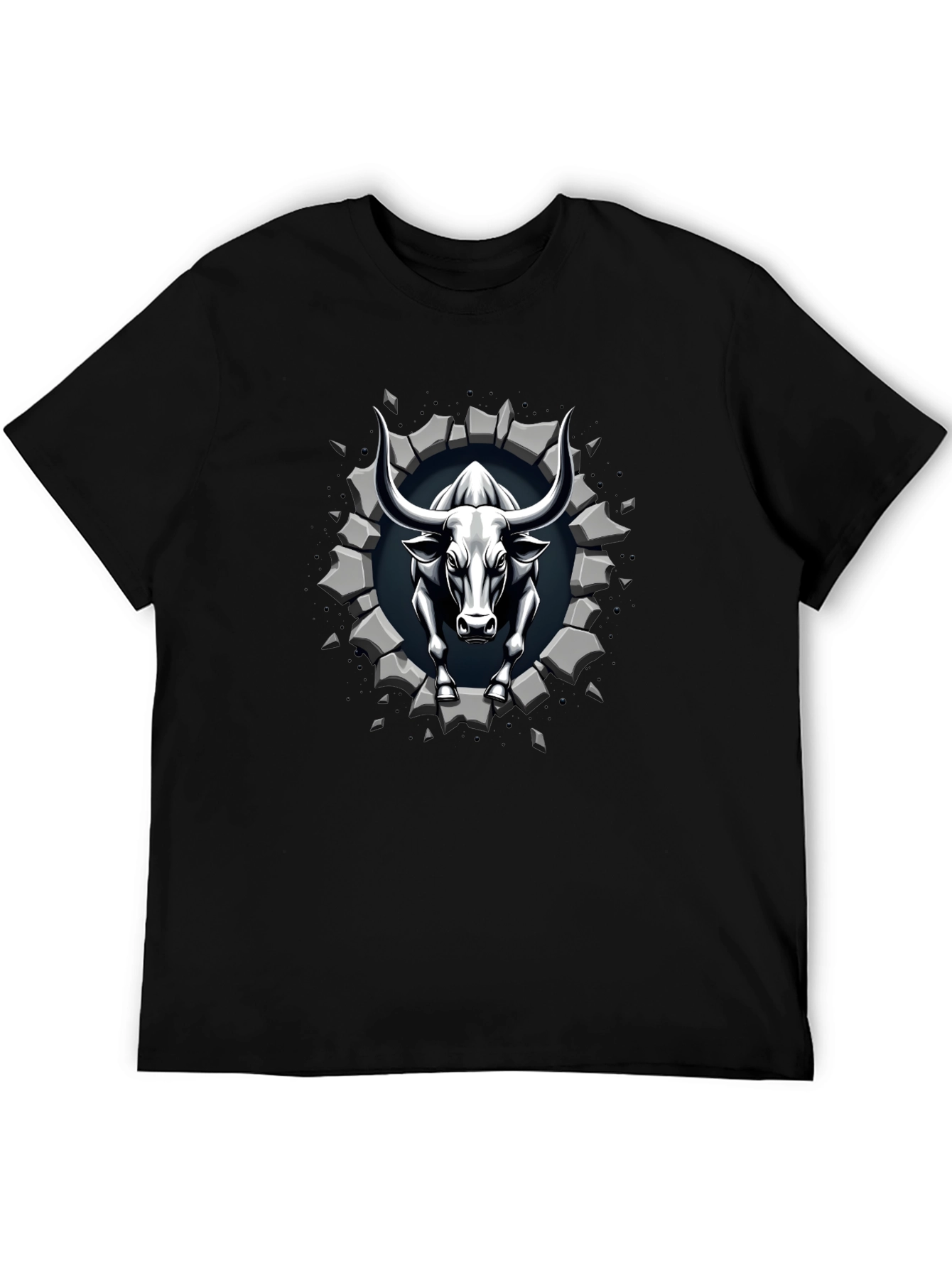 Bull Graphic Print Black T-Shirt
