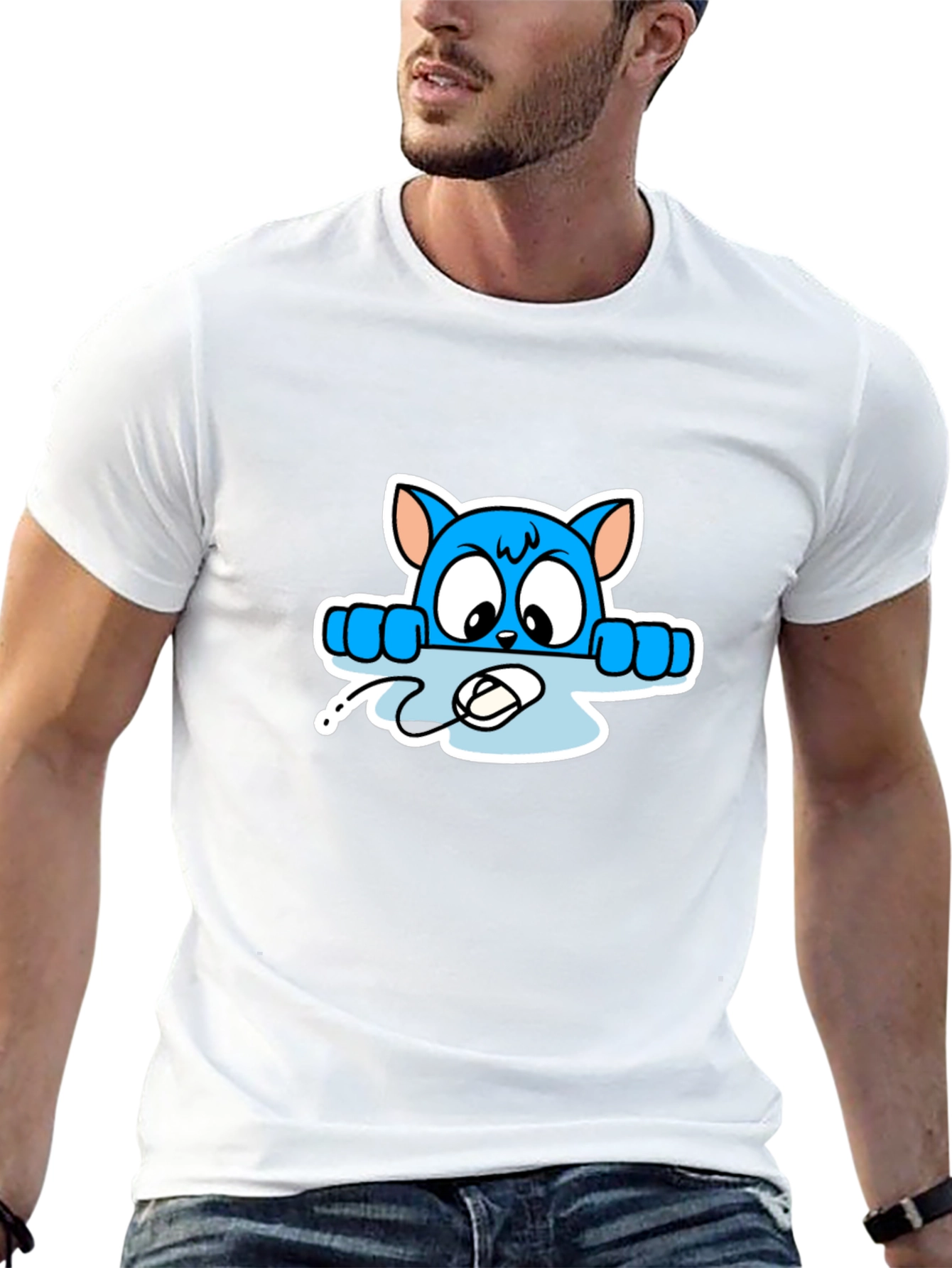 Cartoon Cat T-Shirt - Black