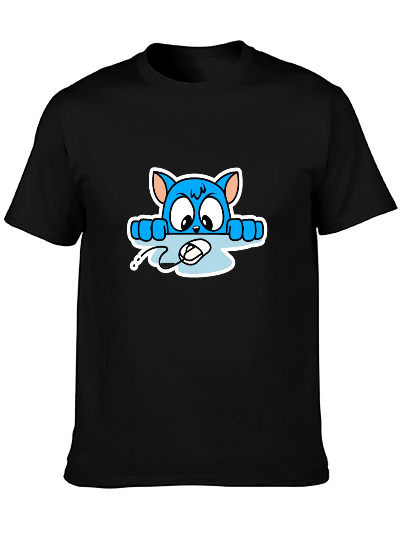 Cartoon Cat T-Shirt - Black