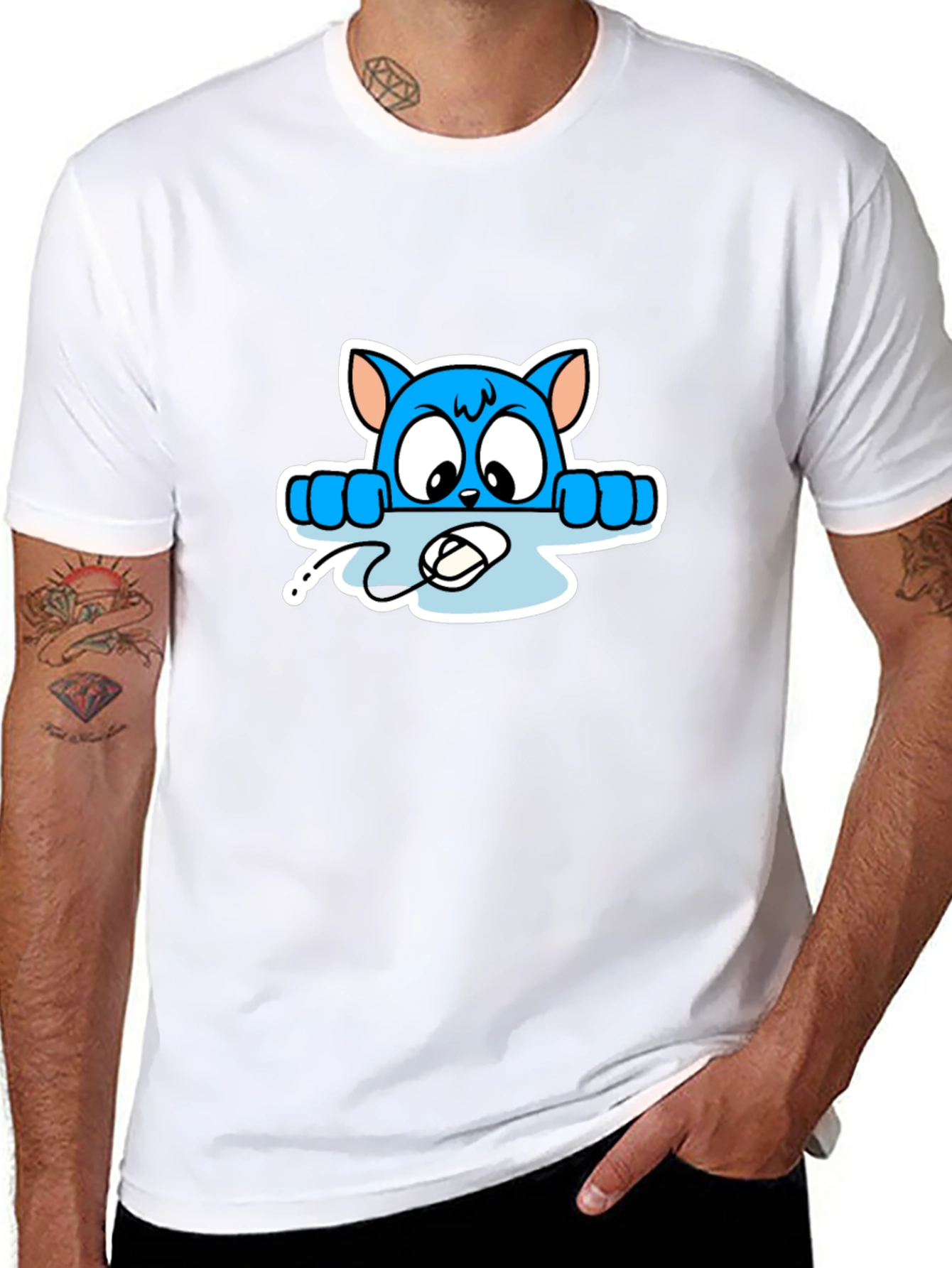 Cartoon Cat T-Shirt - Black