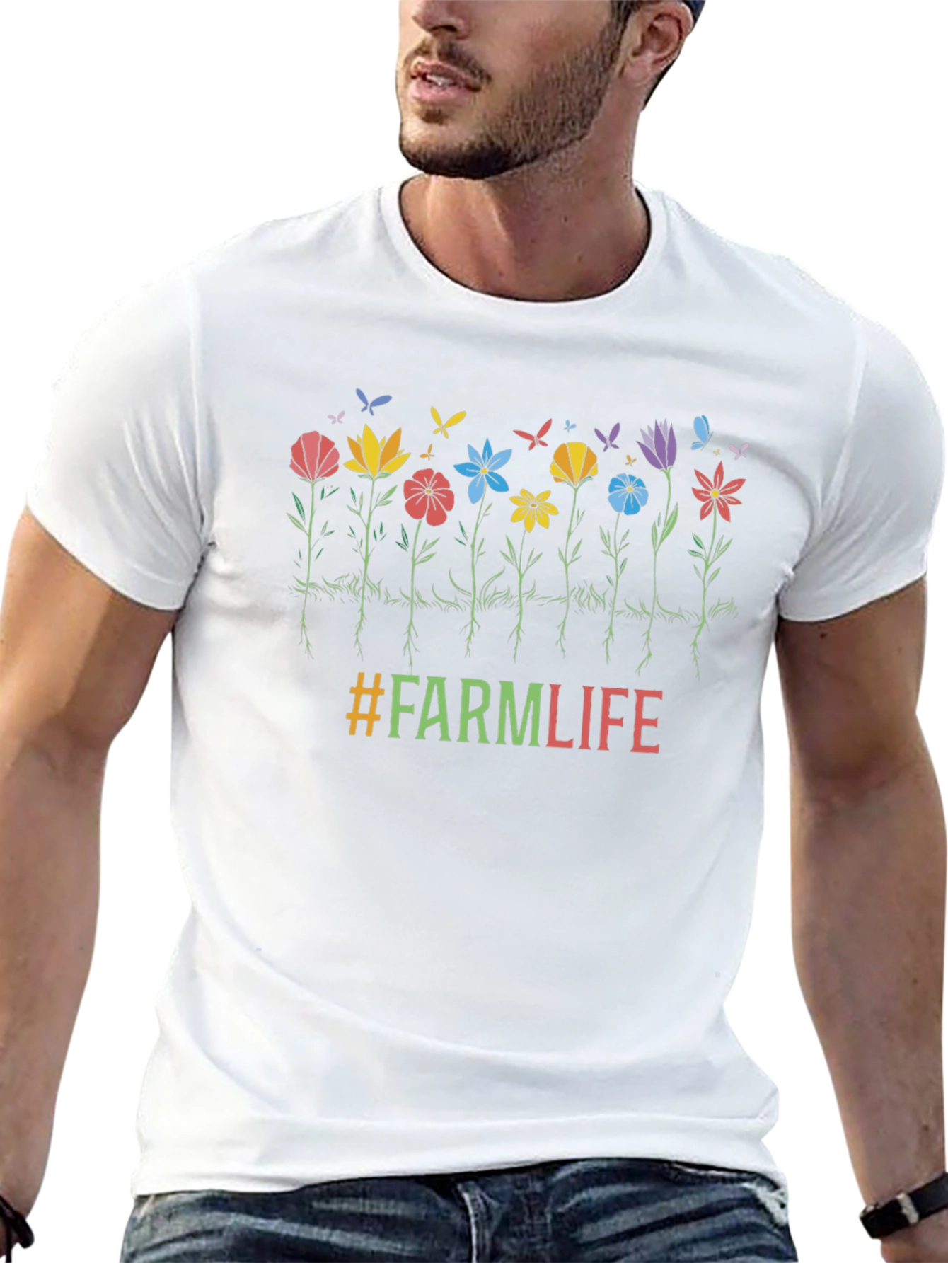 Farm Life Flower Graphic T-Shirt