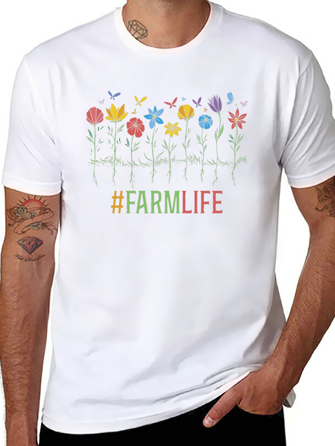 Farm Life Flower Graphic T-Shirt