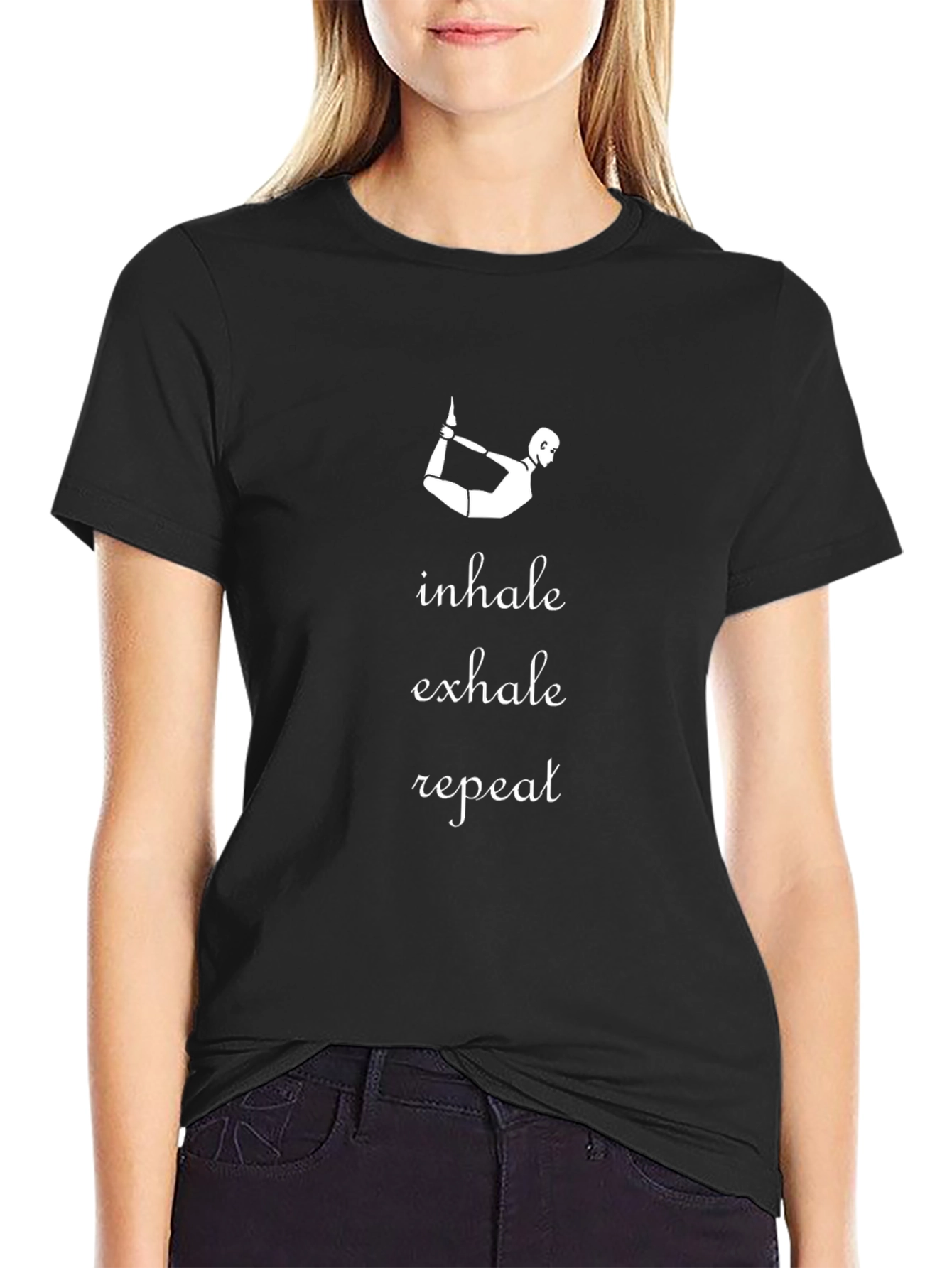 Inhale Exhale Repeat Yoga Tee - Black