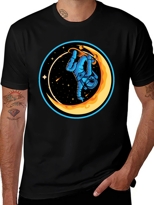 Astronaut Skateboard Moon Graphic T-Shirt