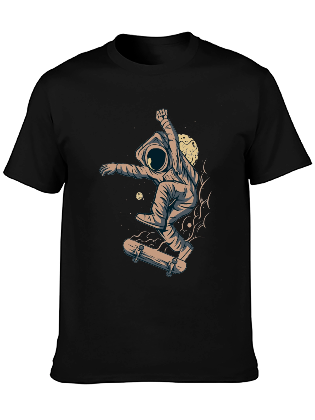 Skateboarding Astronaut Graphic Tee - Black