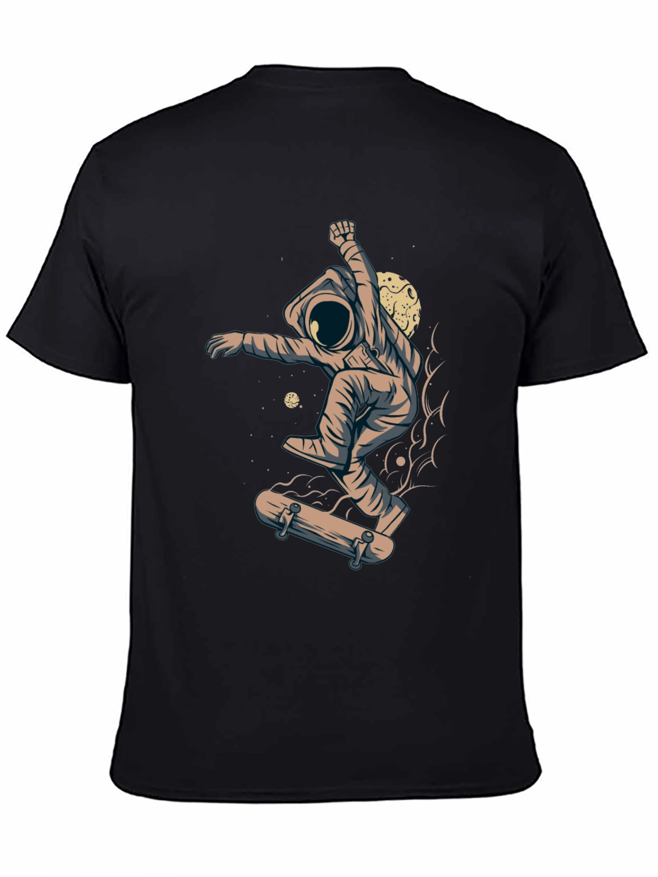 Skateboarding Astronaut Graphic Tee - Black