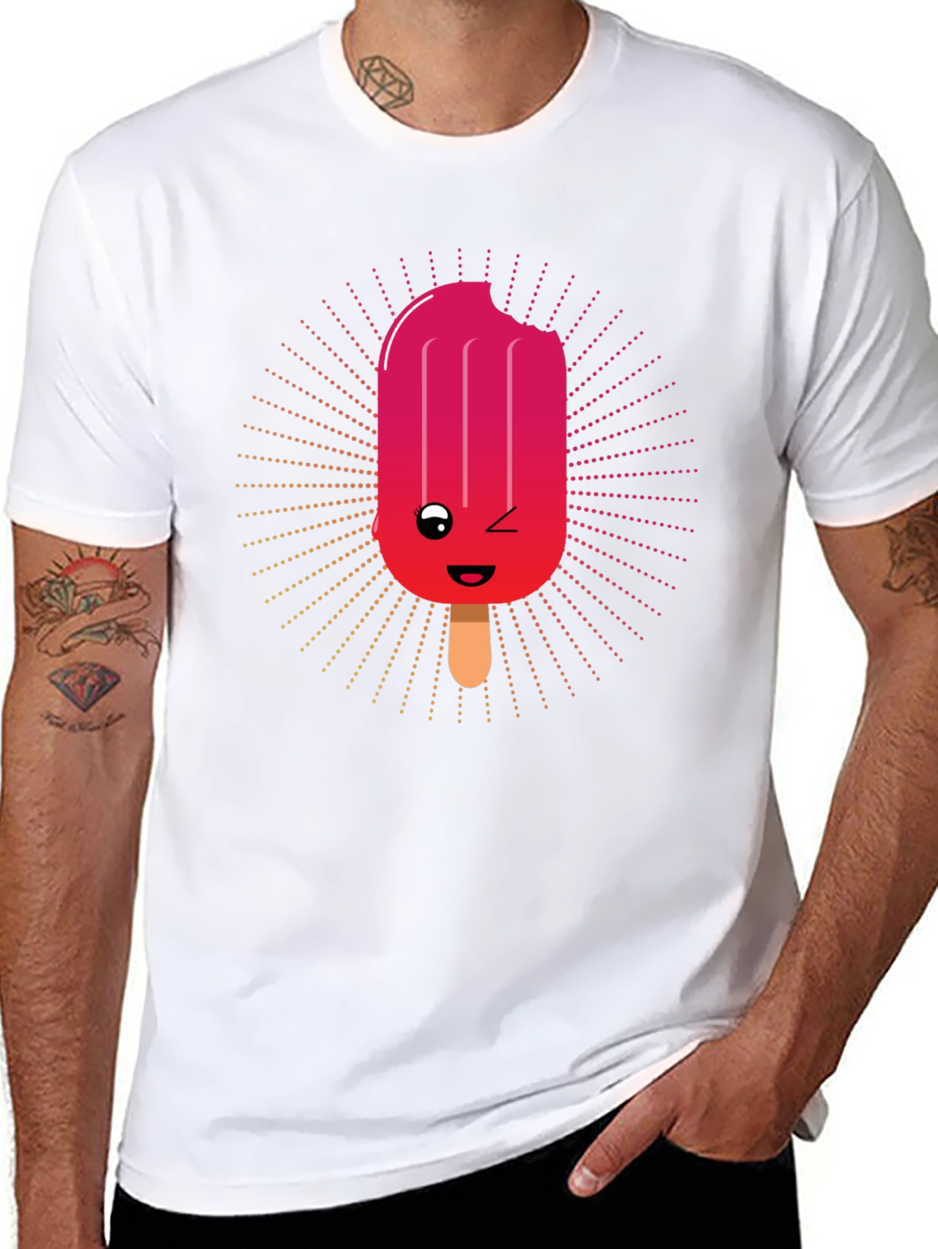 Kawaii Popsicle Graphic Tee - Black Cotton T-Shirt