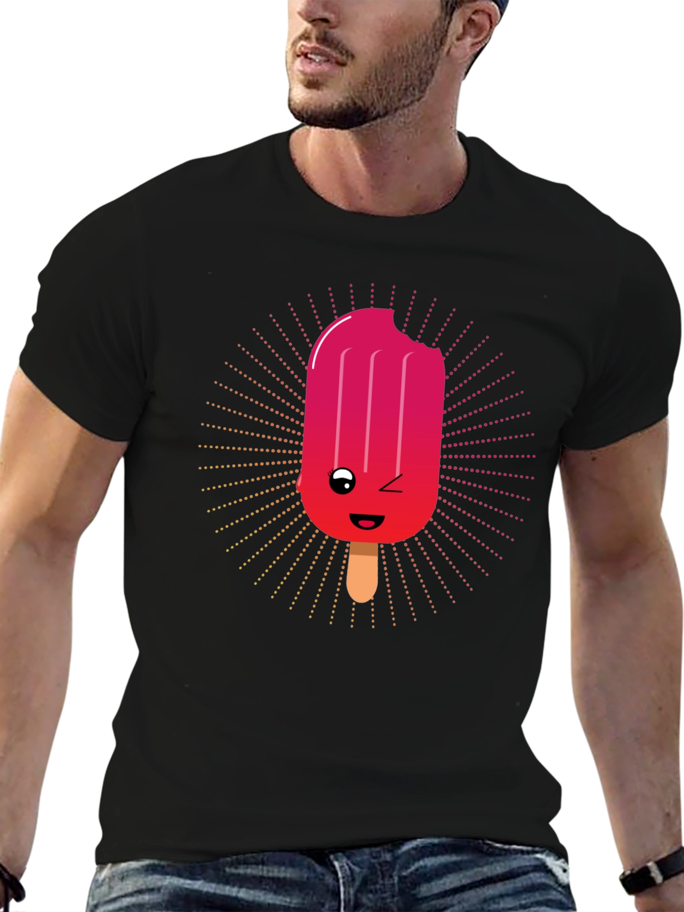 Kawaii Popsicle Graphic Tee - Black Cotton T-Shirt