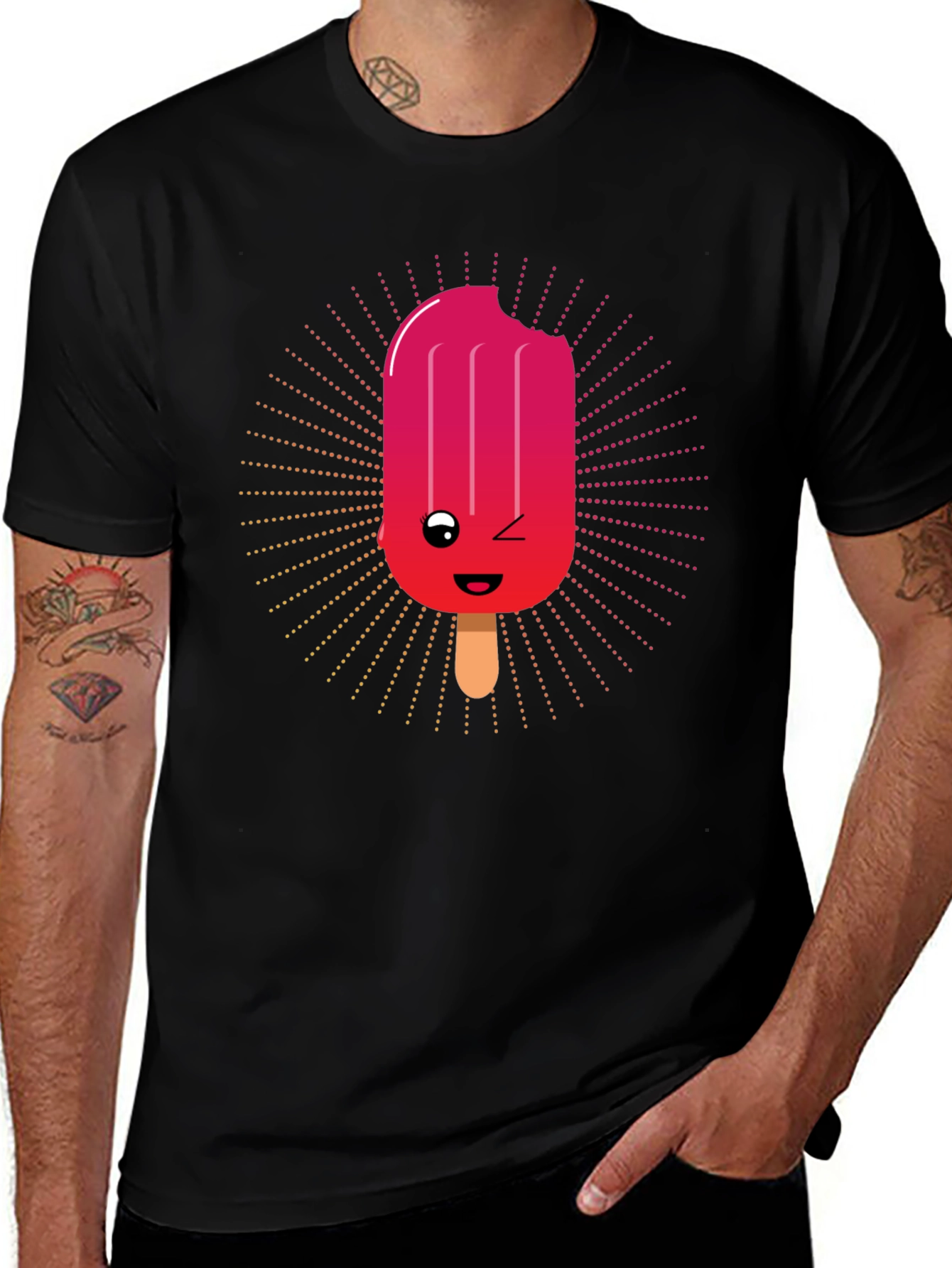 Kawaii Popsicle Graphic Tee - Black Cotton T-Shirt