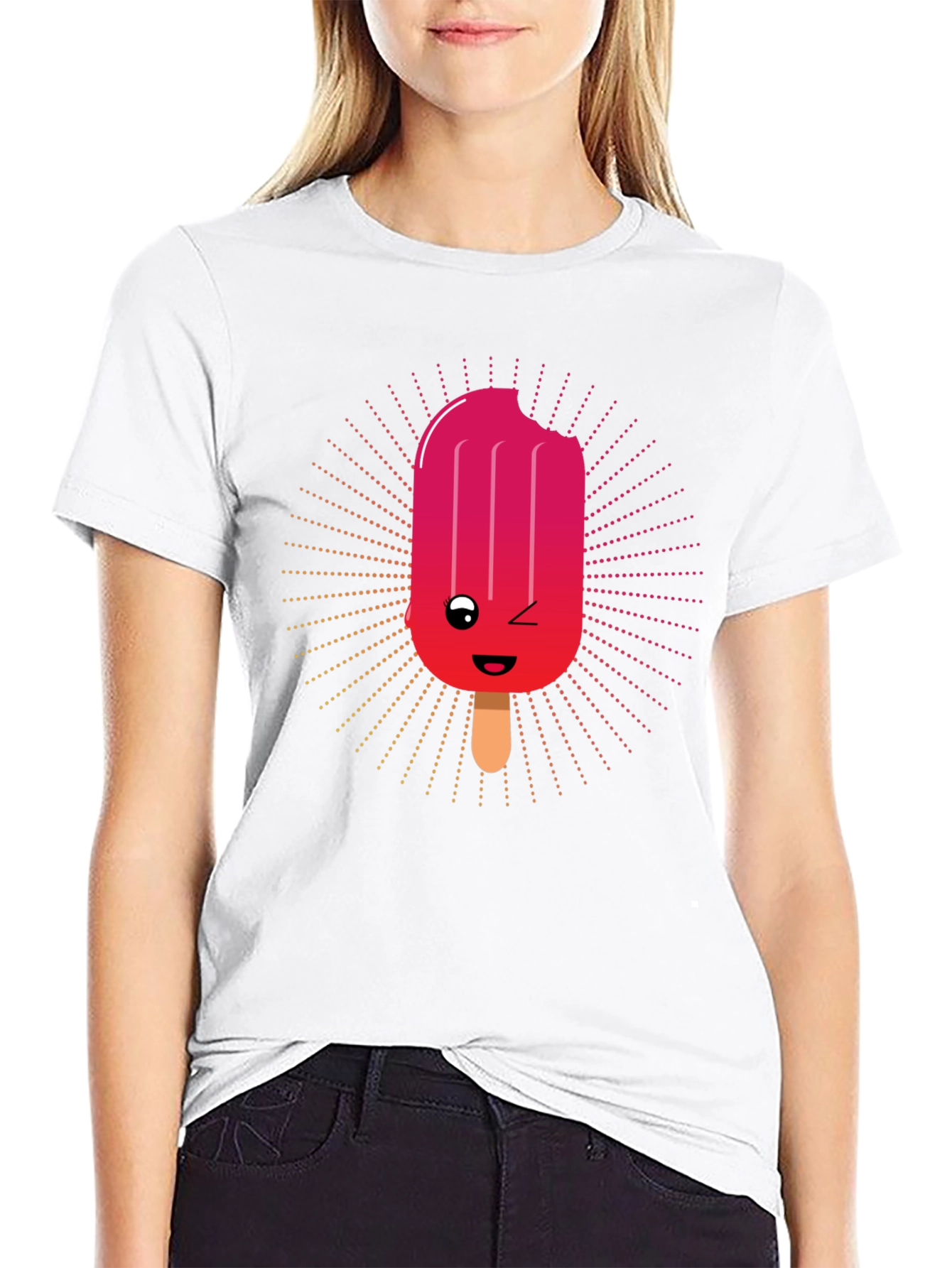 Kawaii Popsicle Graphic Tee - Black Cotton T-Shirt
