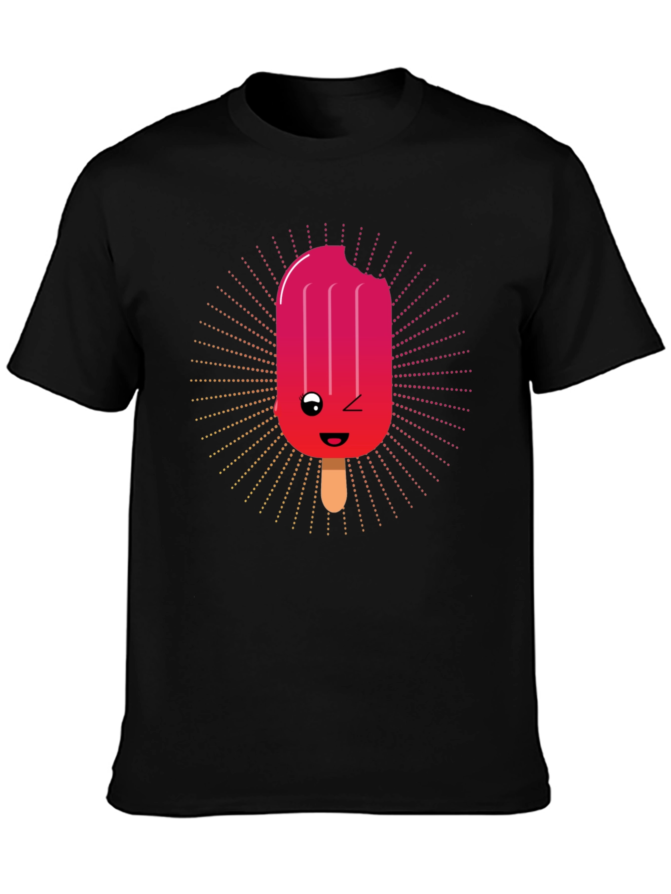 Kawaii Popsicle Graphic Tee - Black Cotton T-Shirt