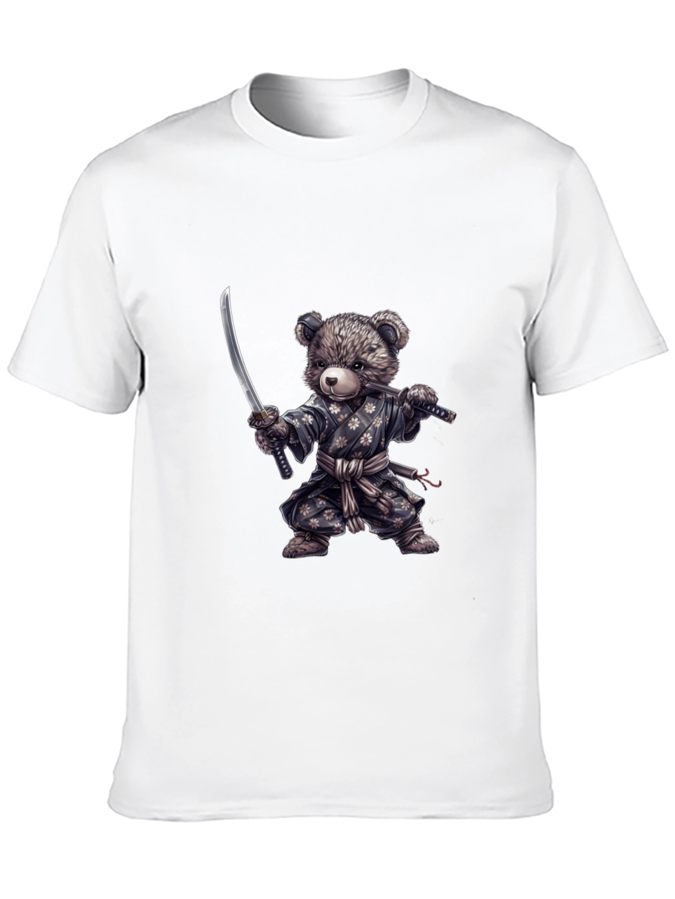Samurai Bear Graphic Tee - Black Cotton T-Shirt