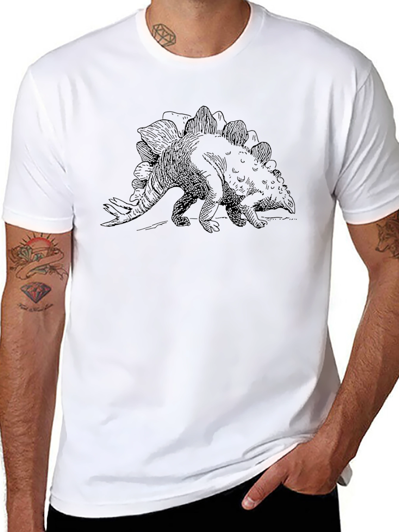 Stegosaurus Graphic Black T-Shirt - Dinosaur Tee