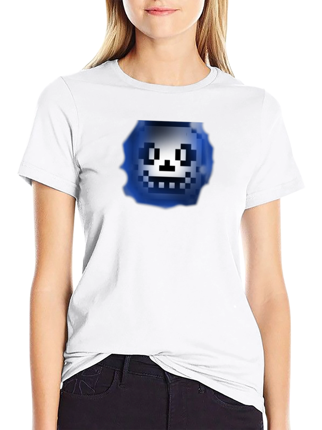 Pixelated Character Graphic Black T-Shirt