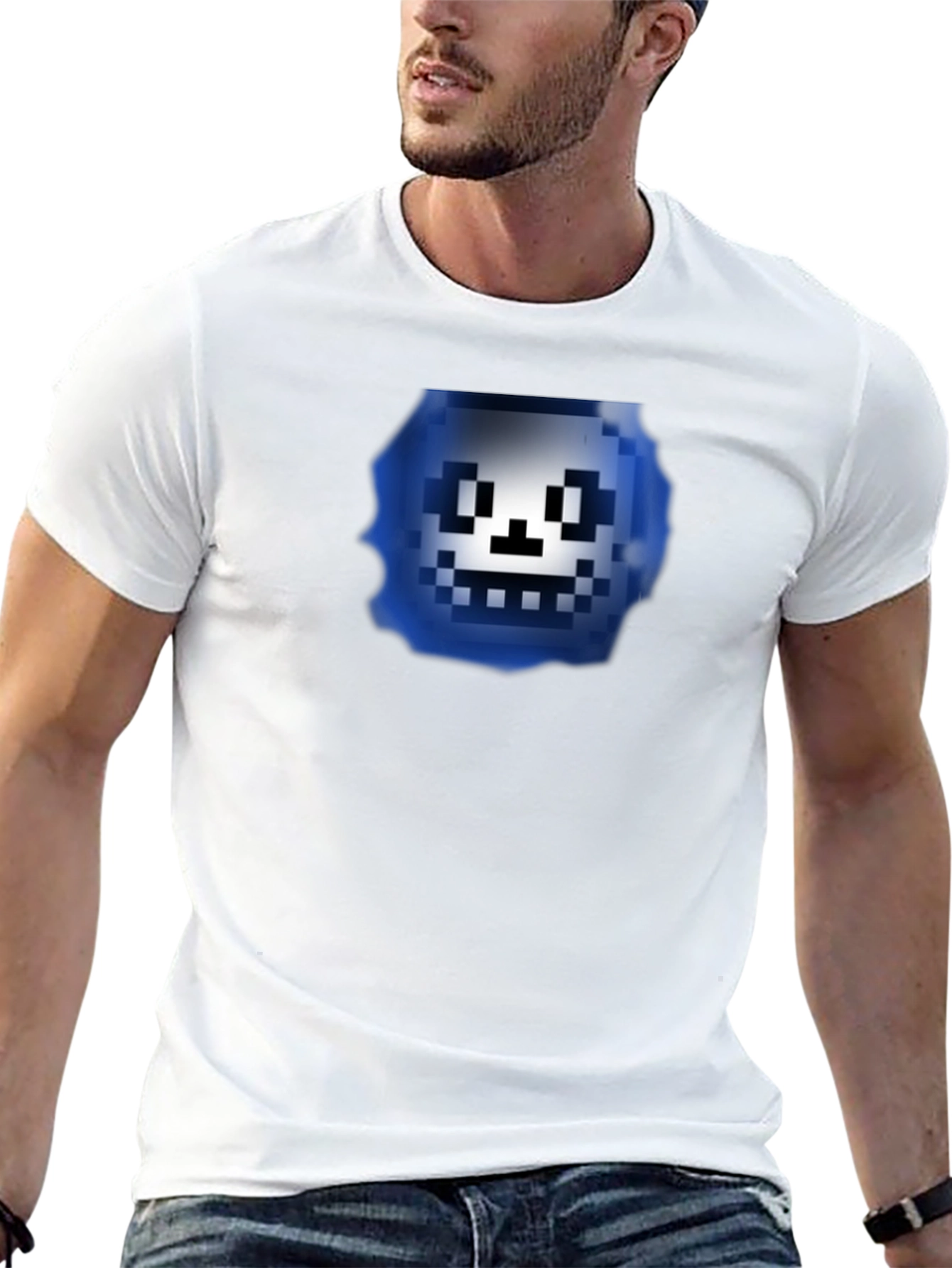 Pixelated Character Graphic Black T-Shirt