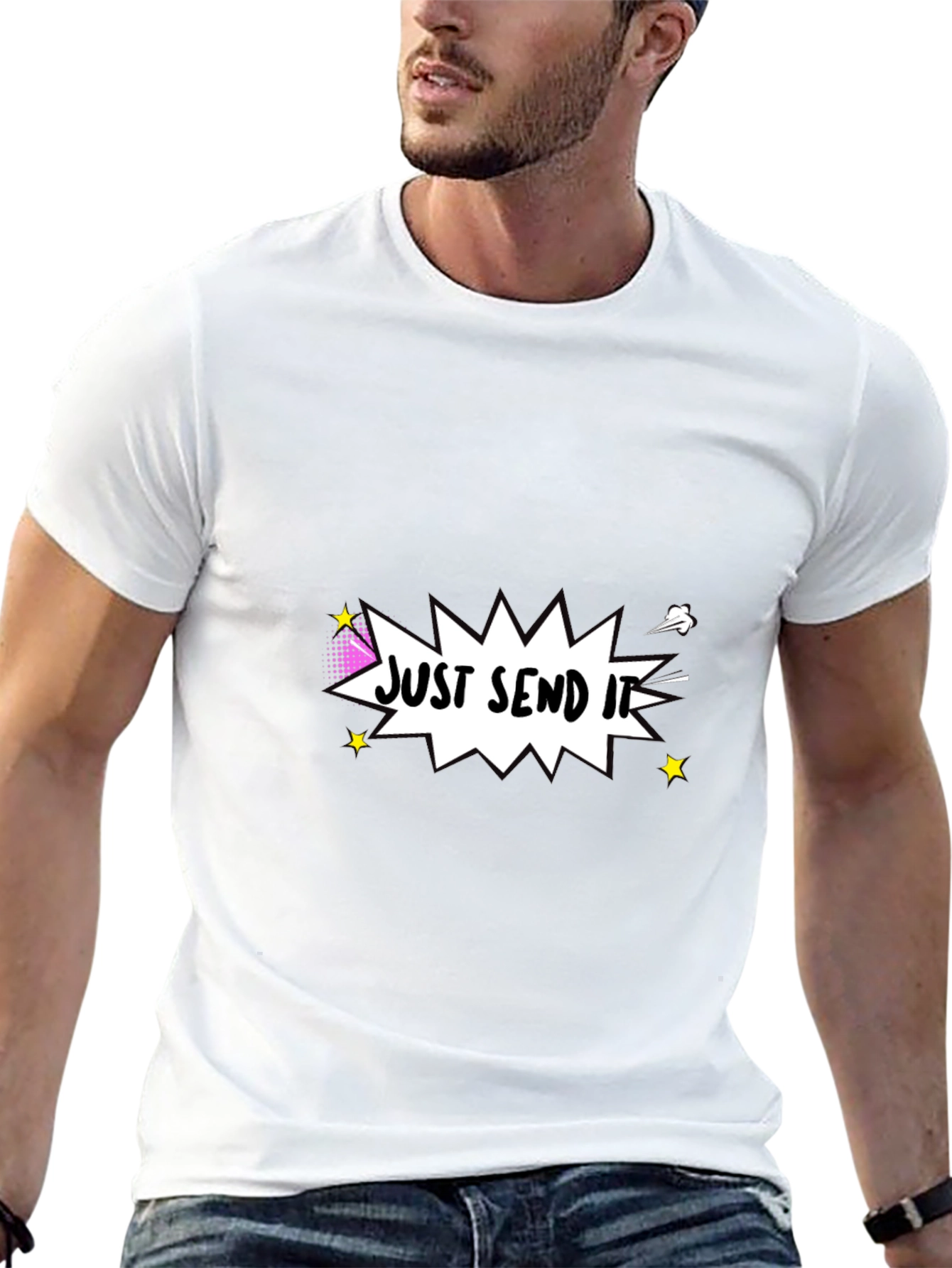 Just Send It Graphic Tee - Black Cotton T-Shirt