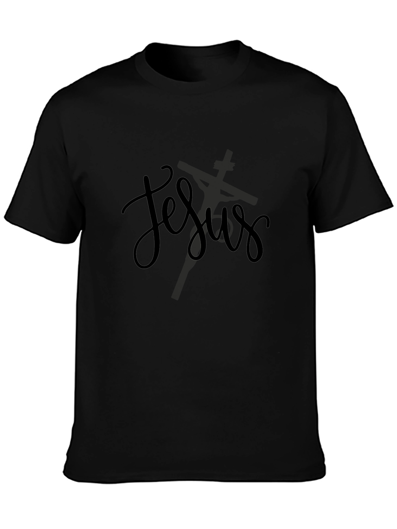 Jesus Script Black T-Shirt Christian Apparel