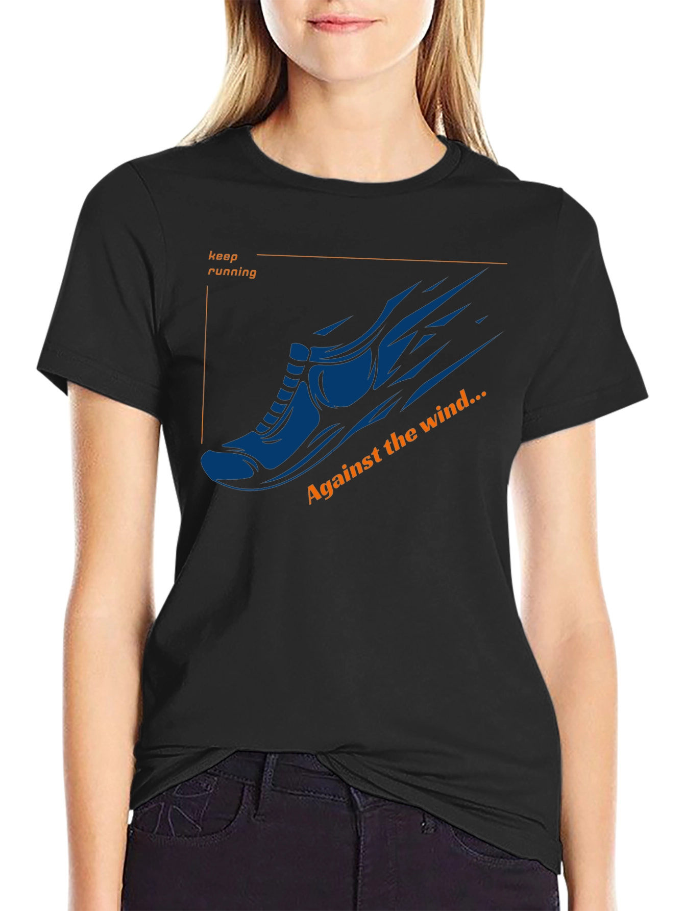 Mens Running Shoe Graphic T-Shirt - Against the Wind