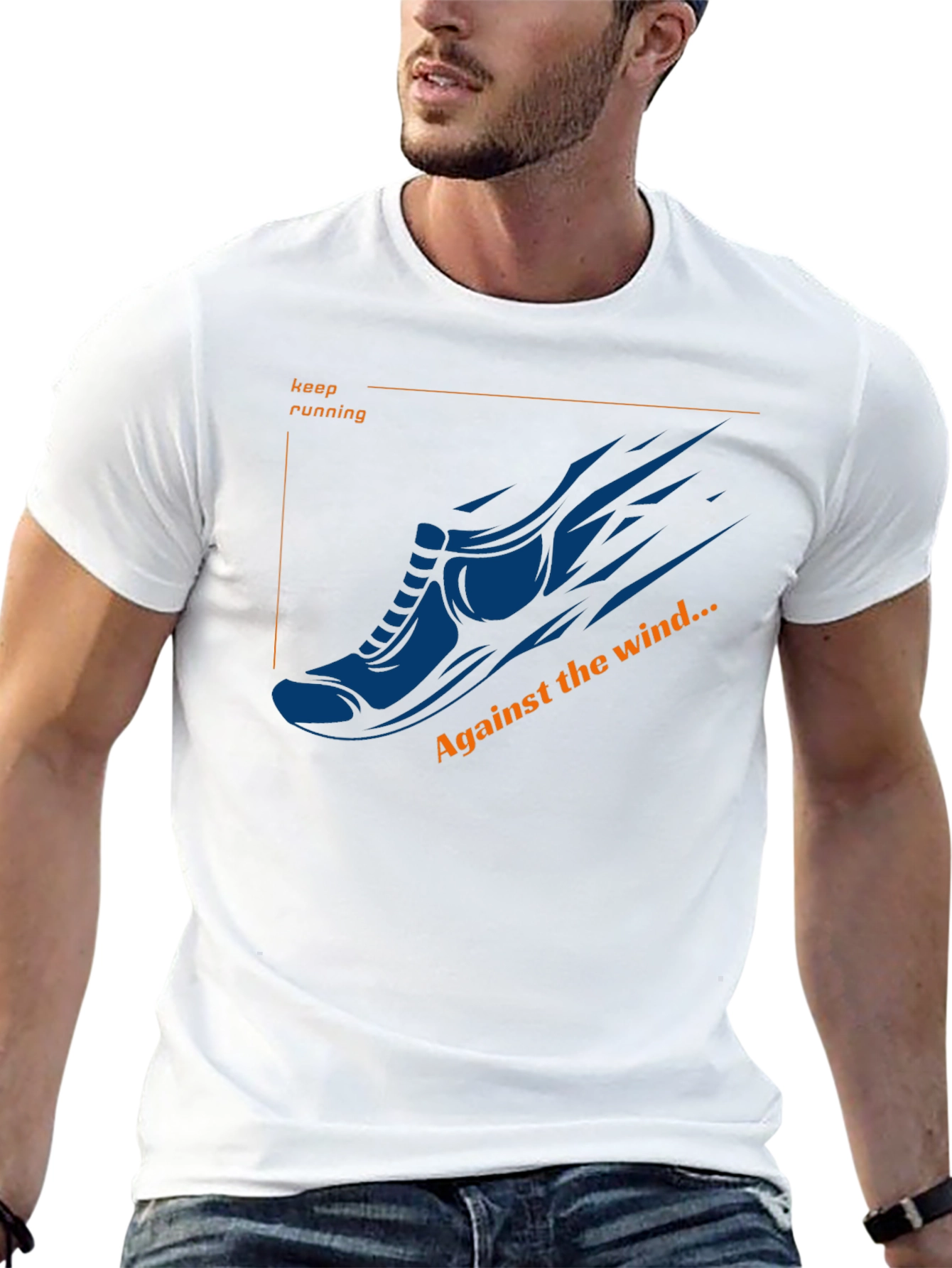 Mens Running Shoe Graphic T-Shirt - Against the Wind