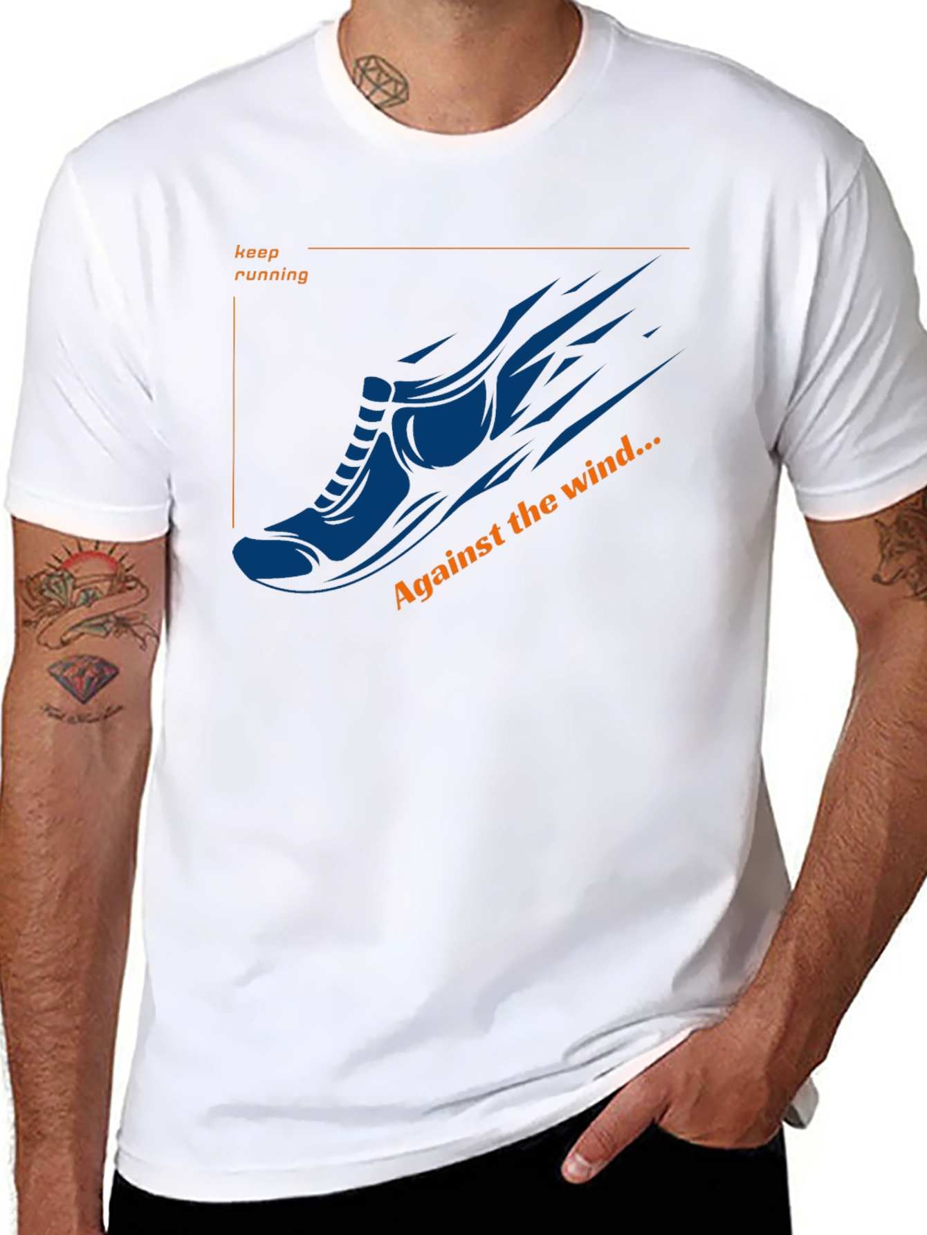 Mens Running Shoe Graphic T-Shirt - Against the Wind
