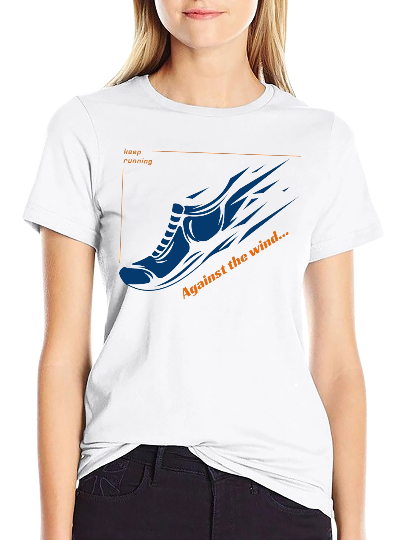 Mens Running Shoe Graphic T-Shirt - Against the Wind