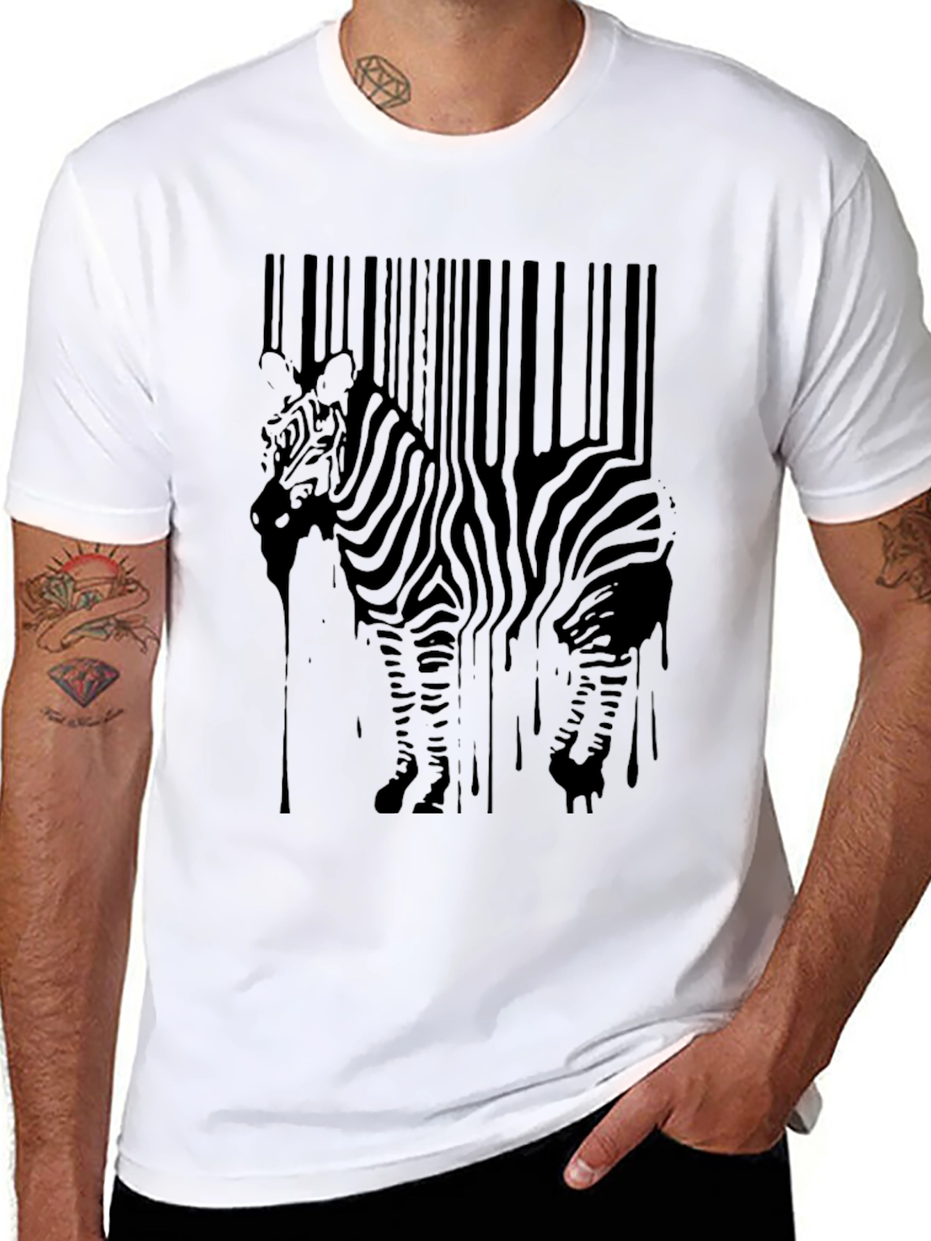 Zebra Barcode Mens Graphic T-Shirt - Cool Print
