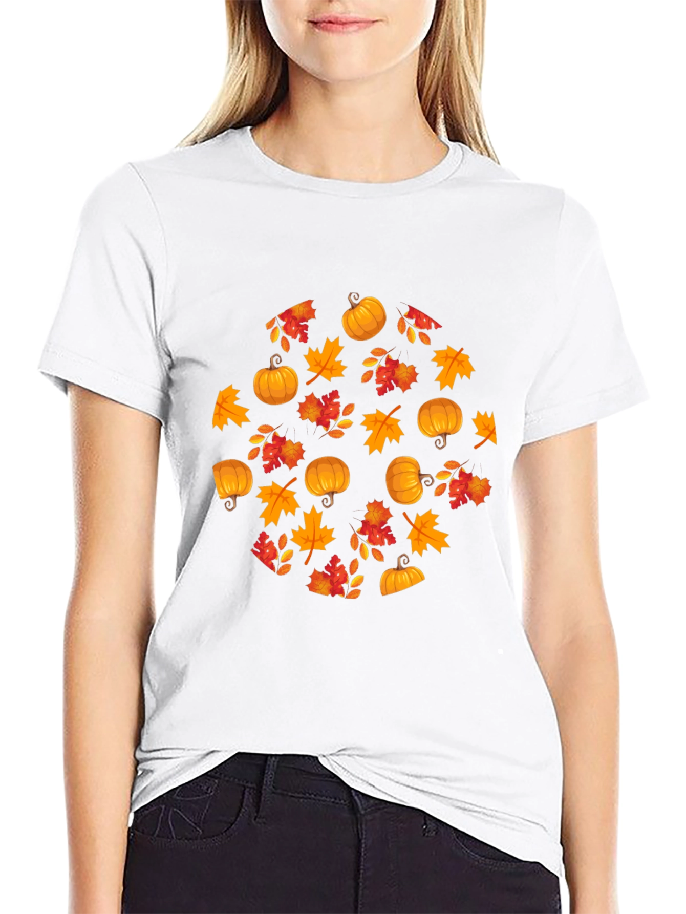 Fall Harvest Pumpkin Leaf T-Shirt