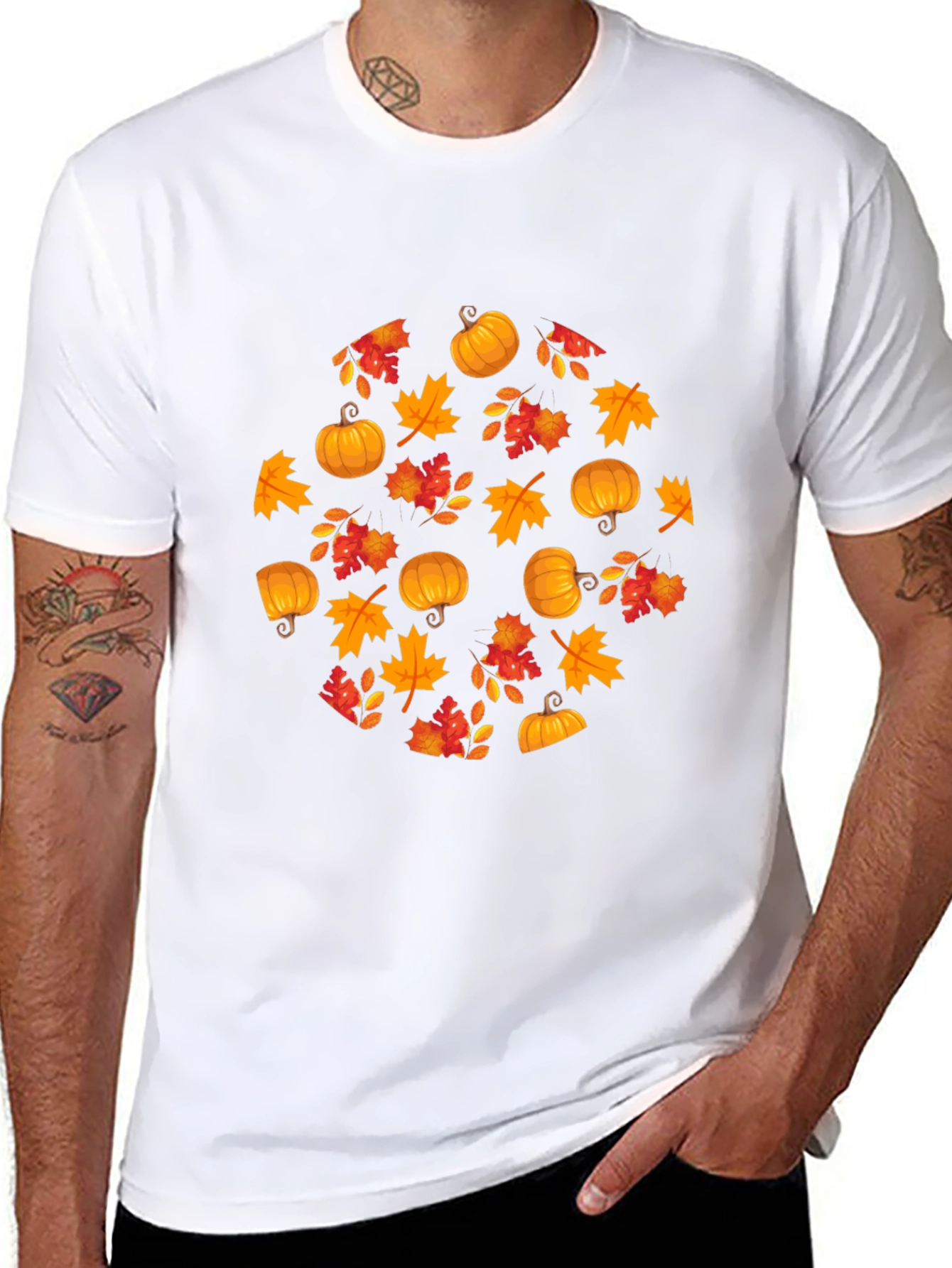 Fall Harvest Pumpkin Leaf T-Shirt