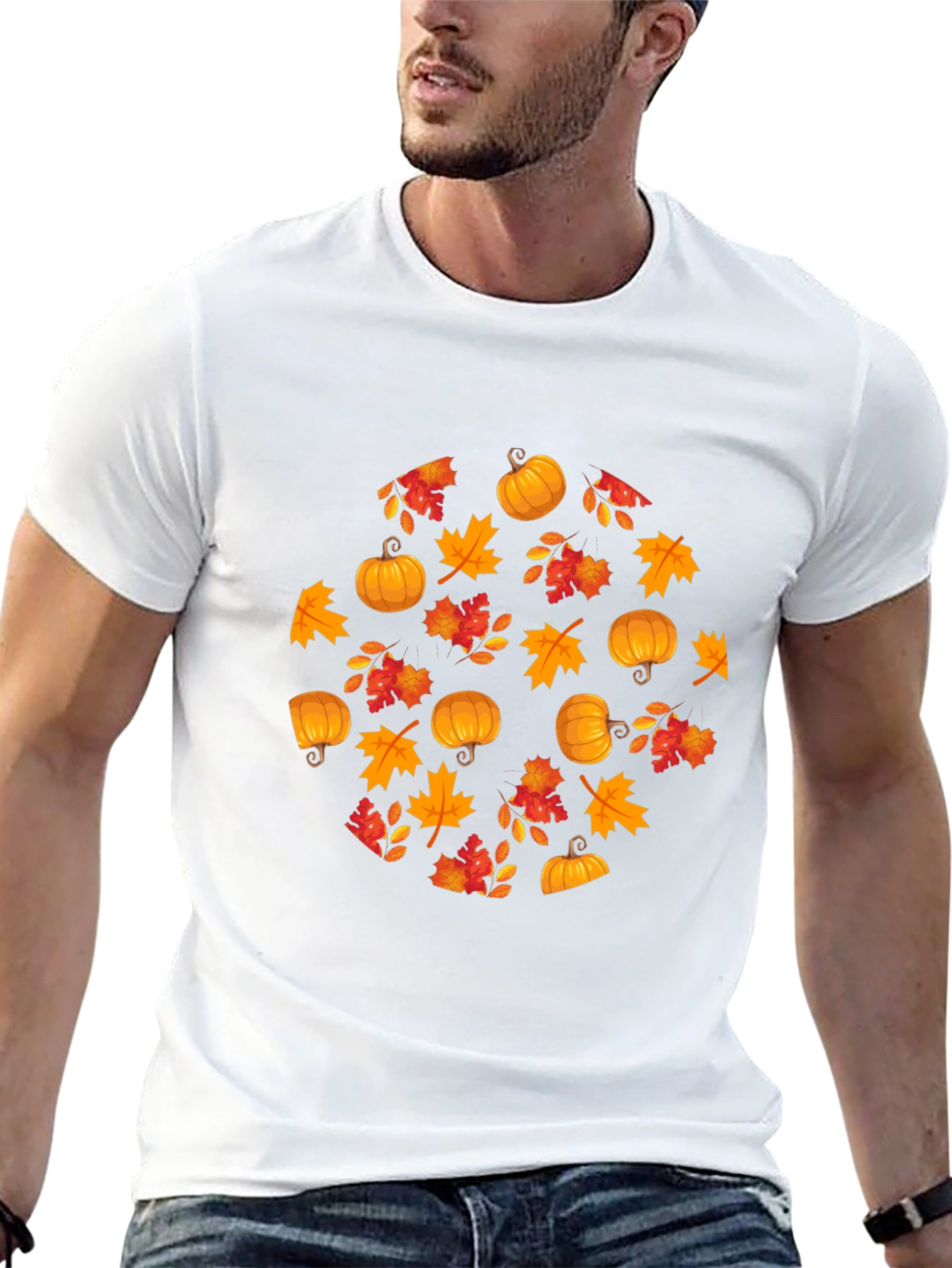 Fall Harvest Pumpkin Leaf T-Shirt