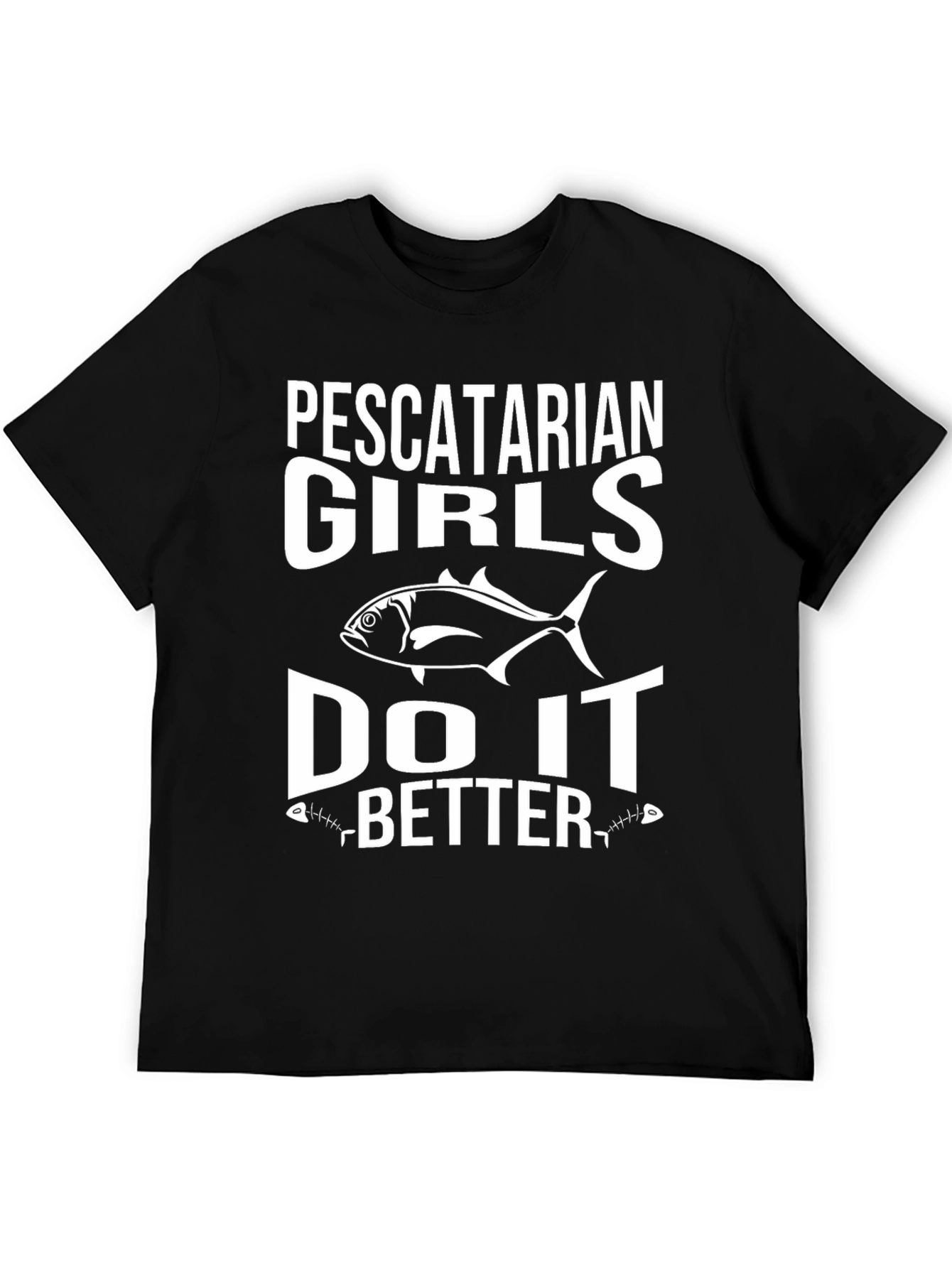 Pescatarian Girls Do It Better Black Graphic T-Shirt