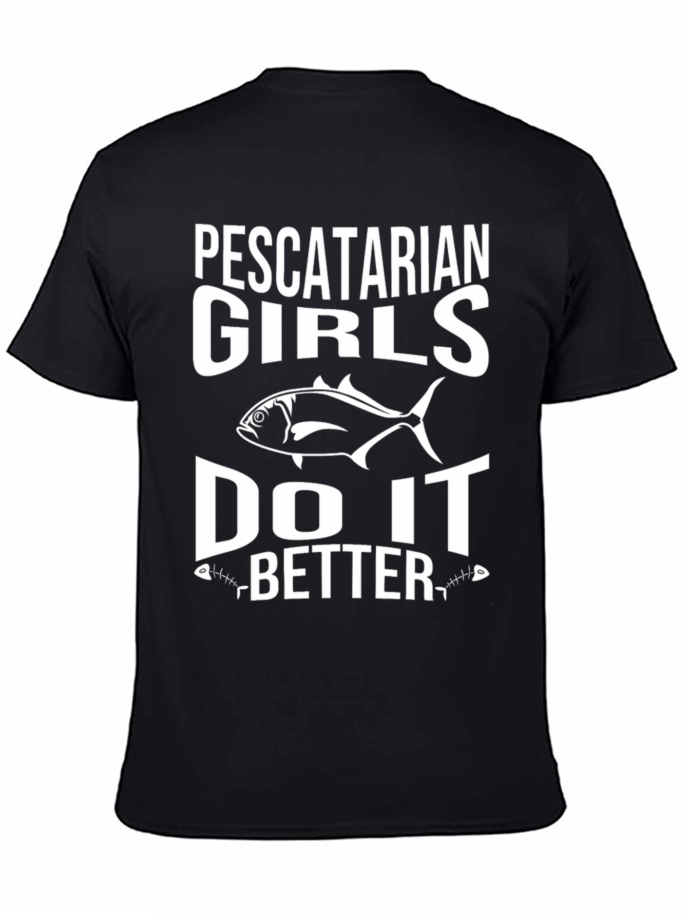 Pescatarian Girls Do It Better Black Graphic T-Shirt
