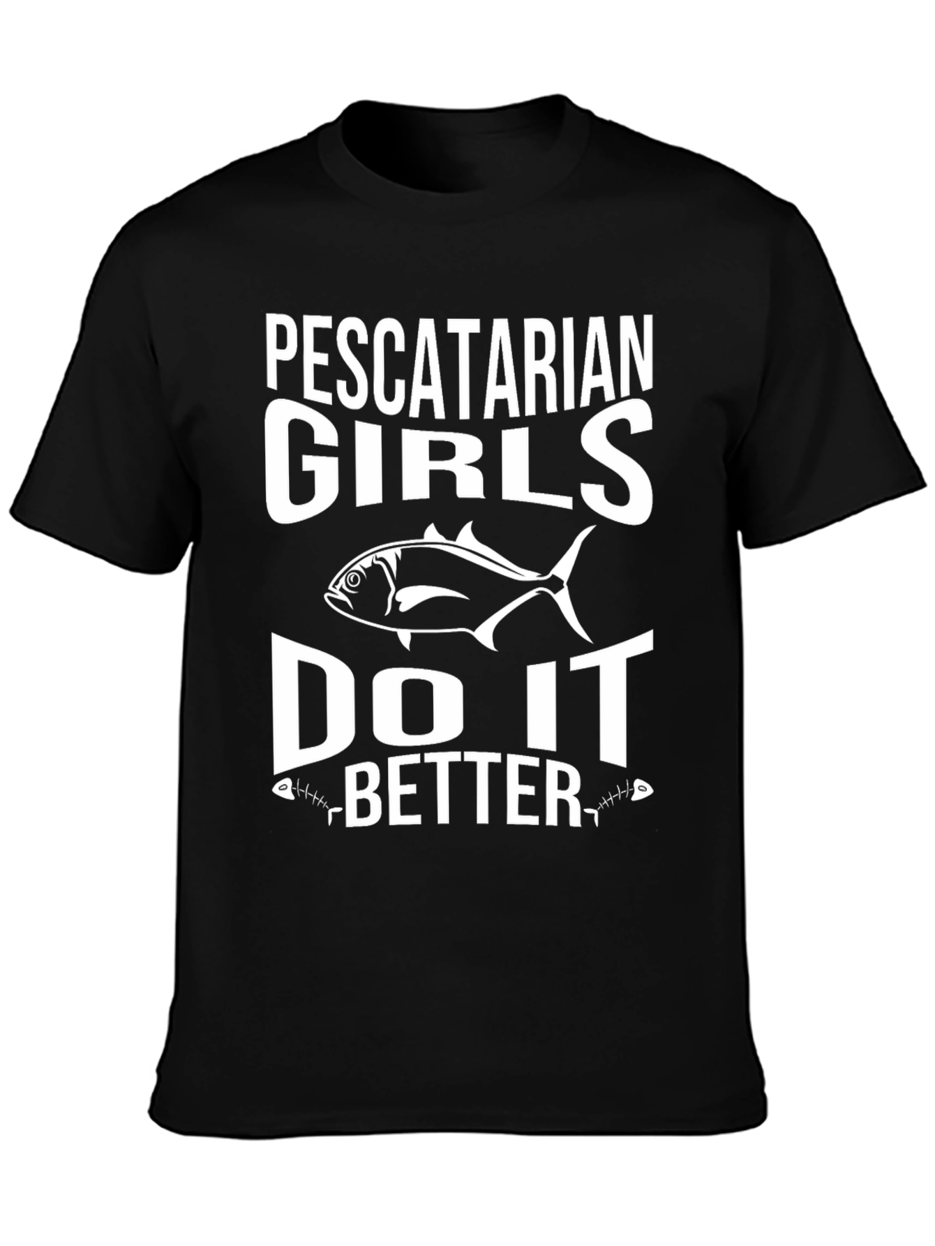 Pescatarian Girls Do It Better Black Graphic T-Shirt