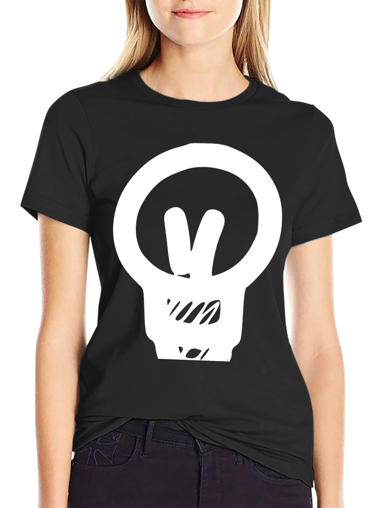 Modern Light Bulb Graphic Tee - Black