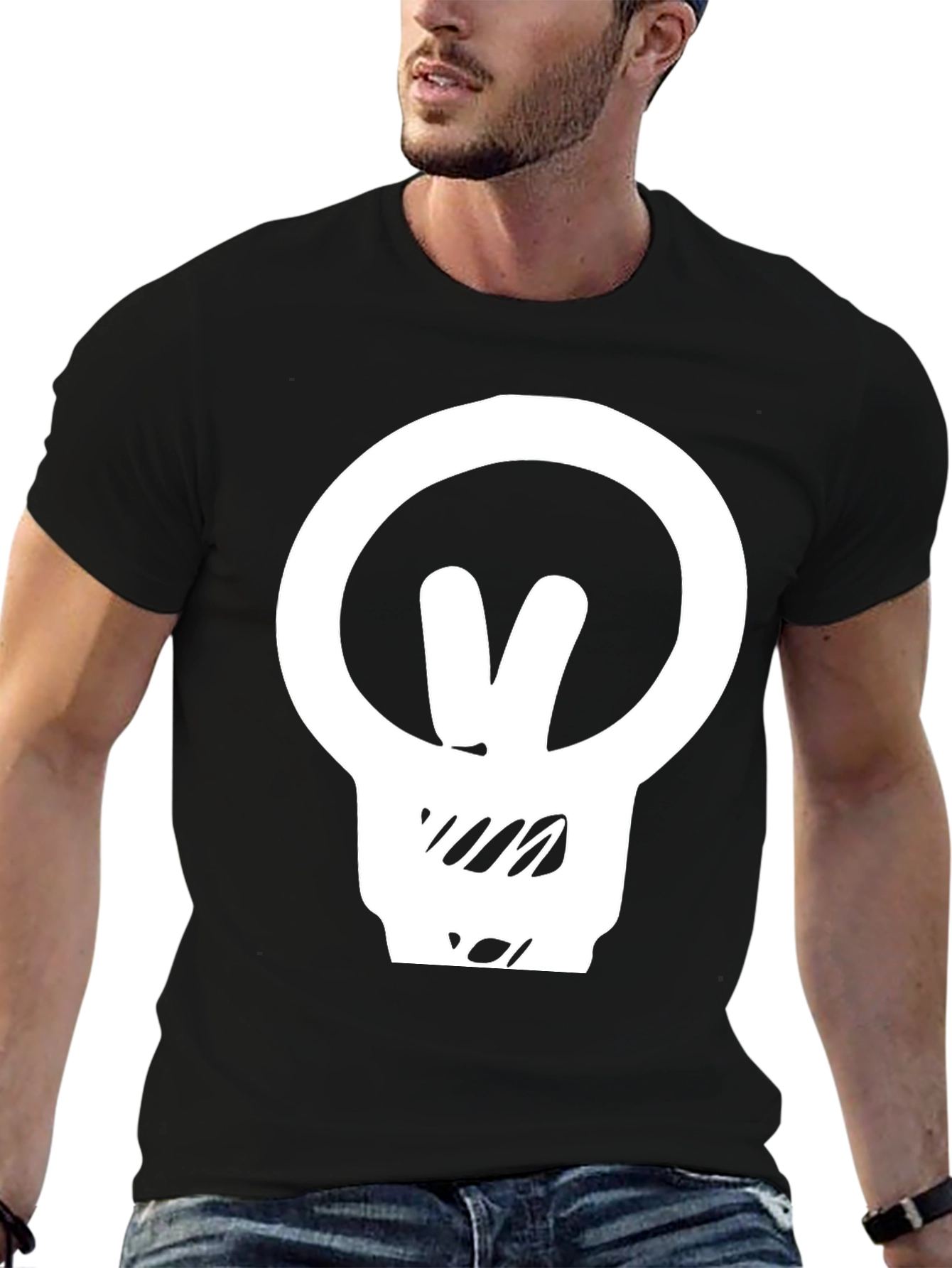 Modern Light Bulb Graphic Tee - Black