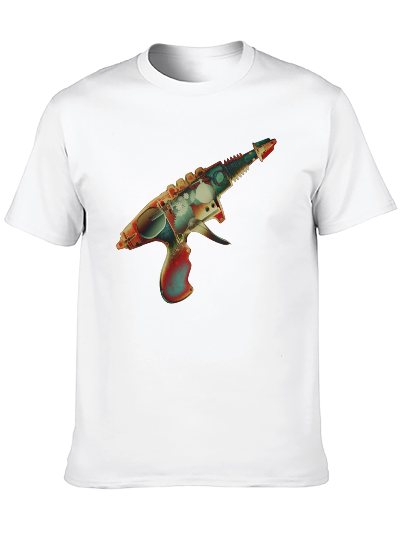 Retro Ray Gun Graphic Tee - Black Cotton Blend