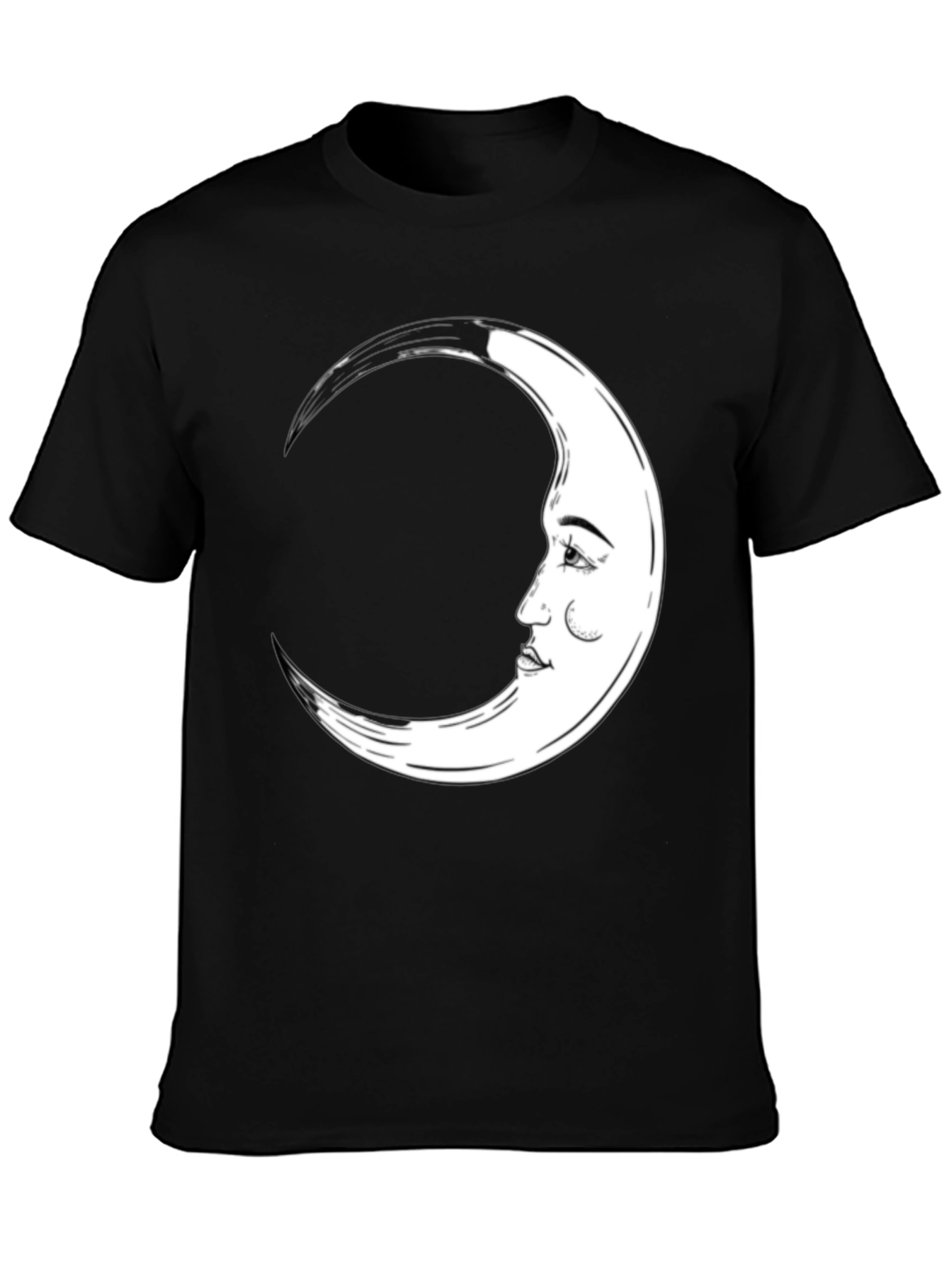 Crescent Moon Face Graphic Tee - Black