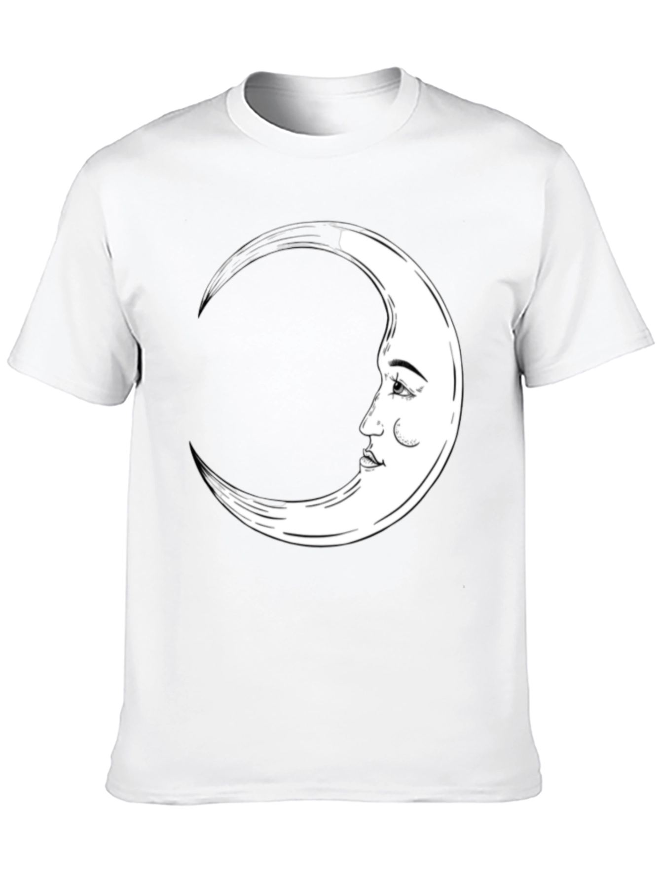 Crescent Moon Face Graphic Tee - Black