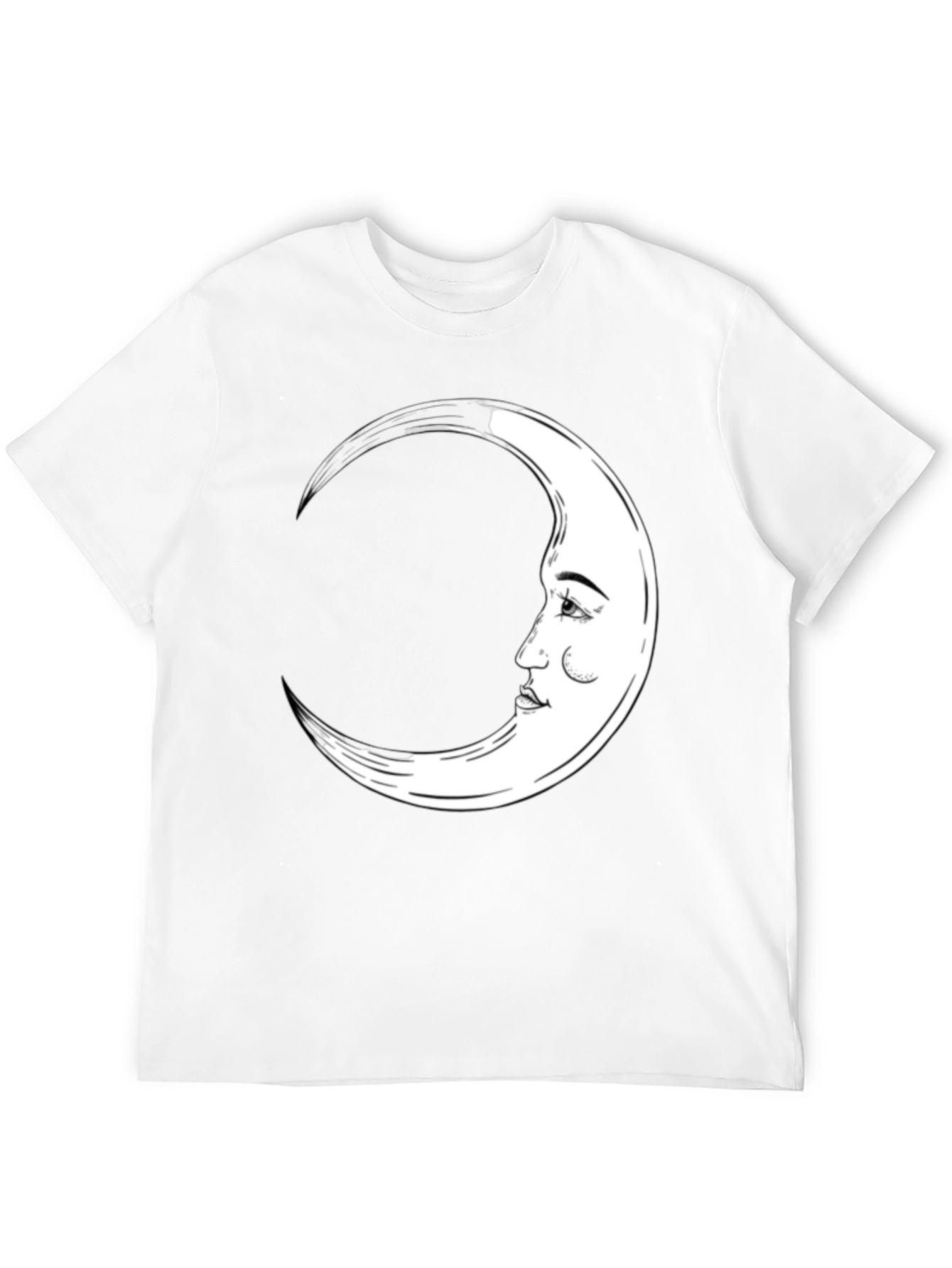 Crescent Moon Face Graphic Tee - Black