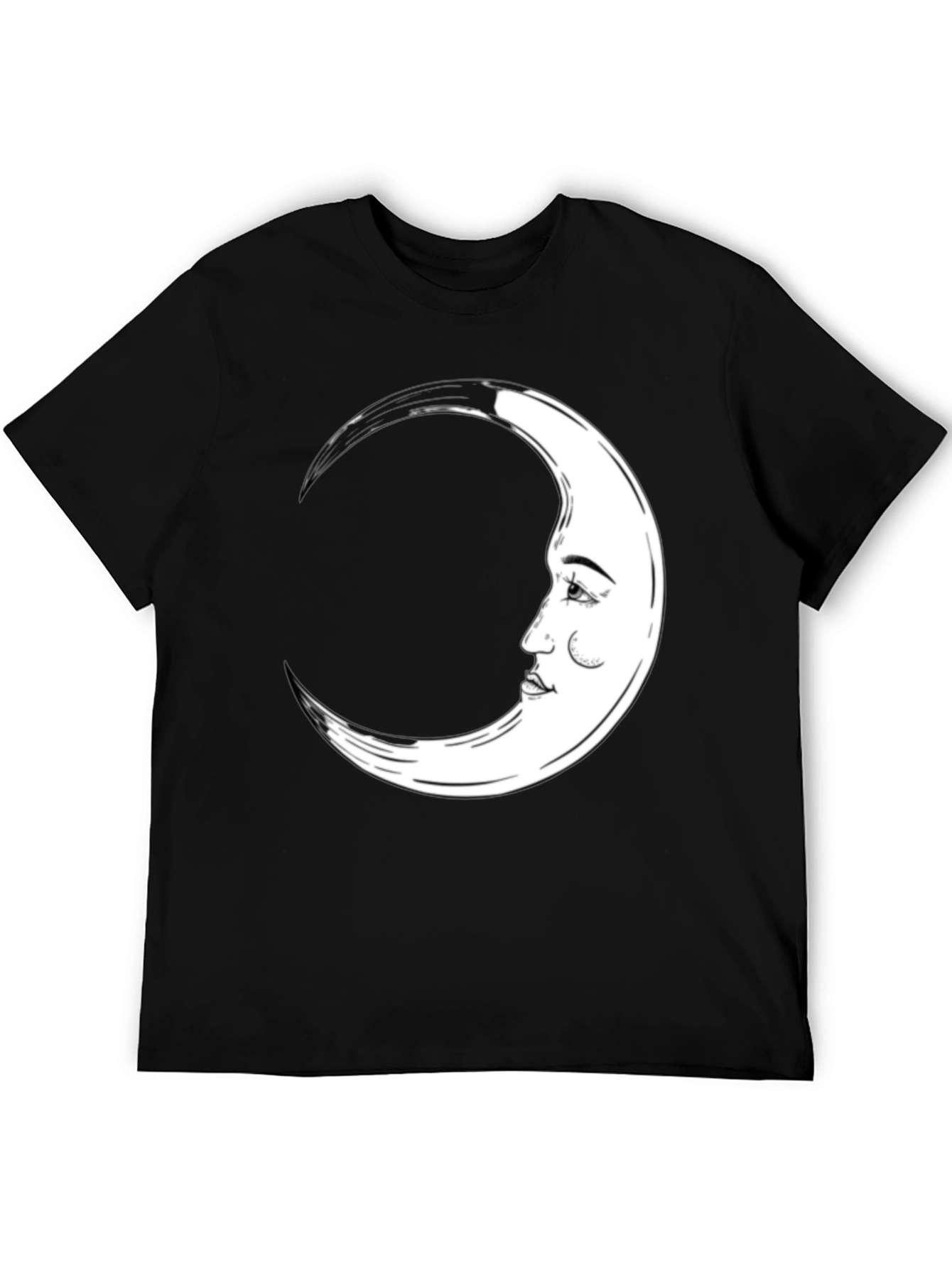 Crescent Moon Face Graphic Tee - Black