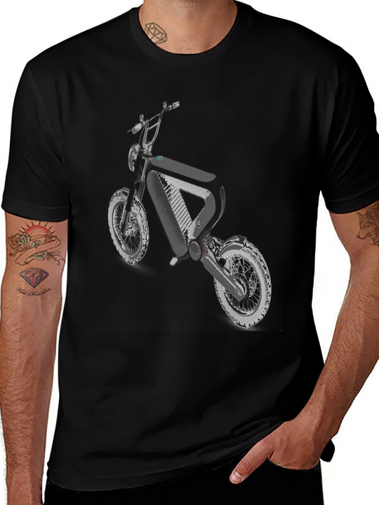 Black T-Shirt with Motorcycle Graphic