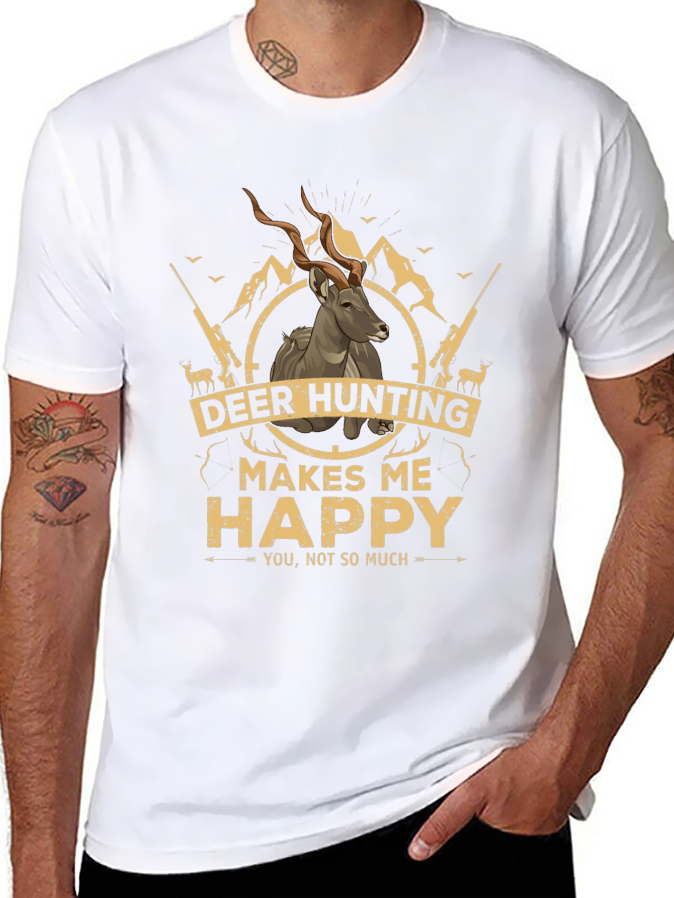 Deer Hunting Makes Me Happy Graphic T-Shirt
