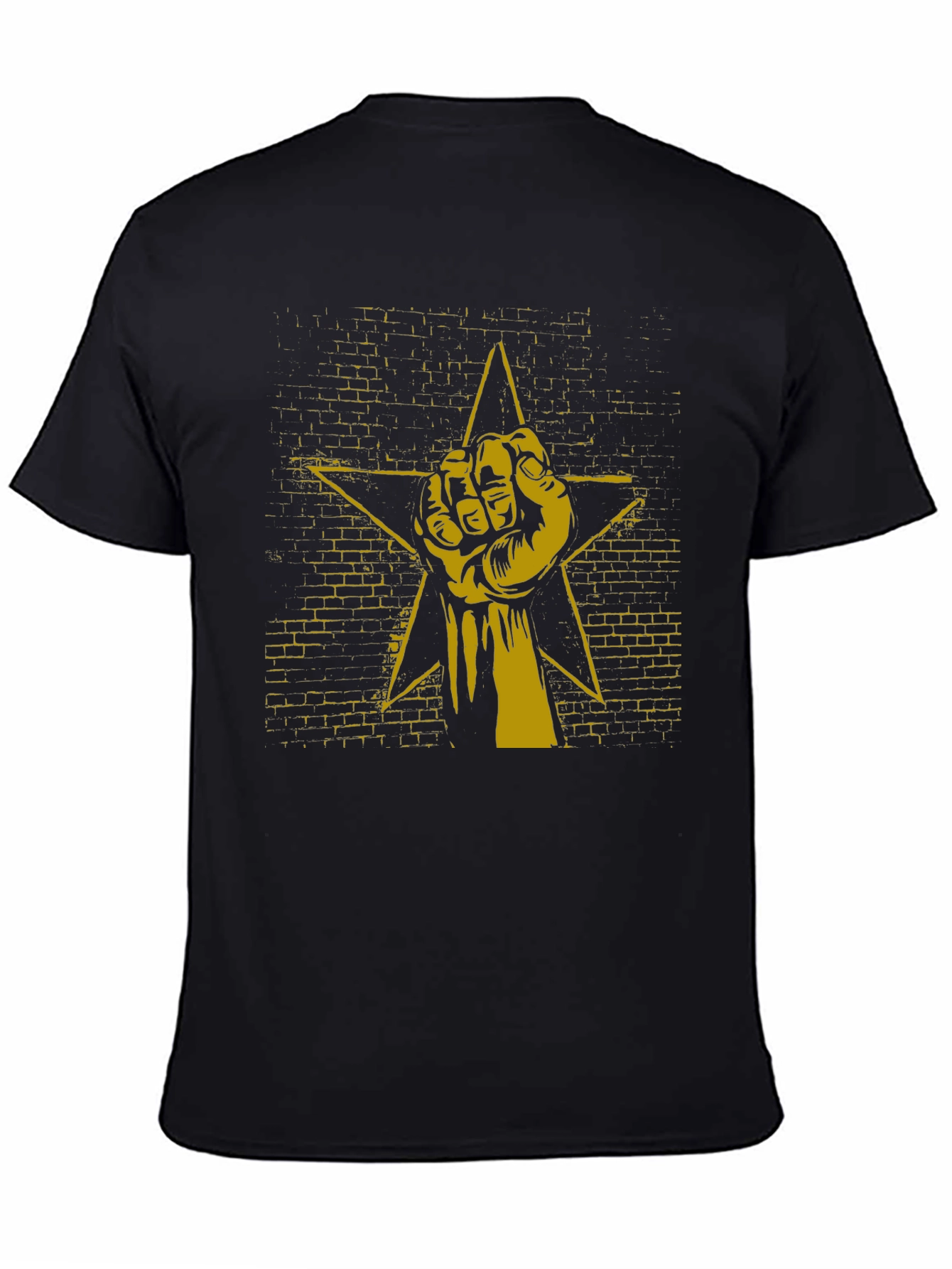 Black Tee with Fist Star Graphic Print