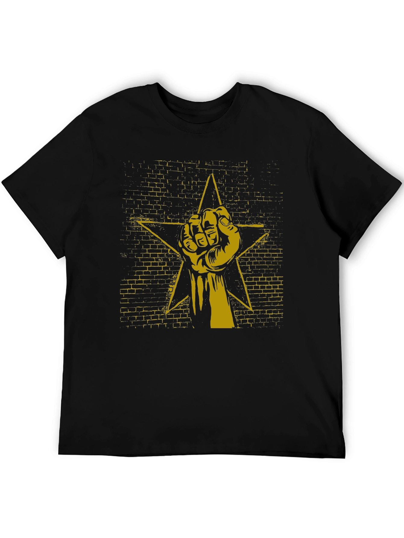 Black Tee with Fist Star Graphic Print