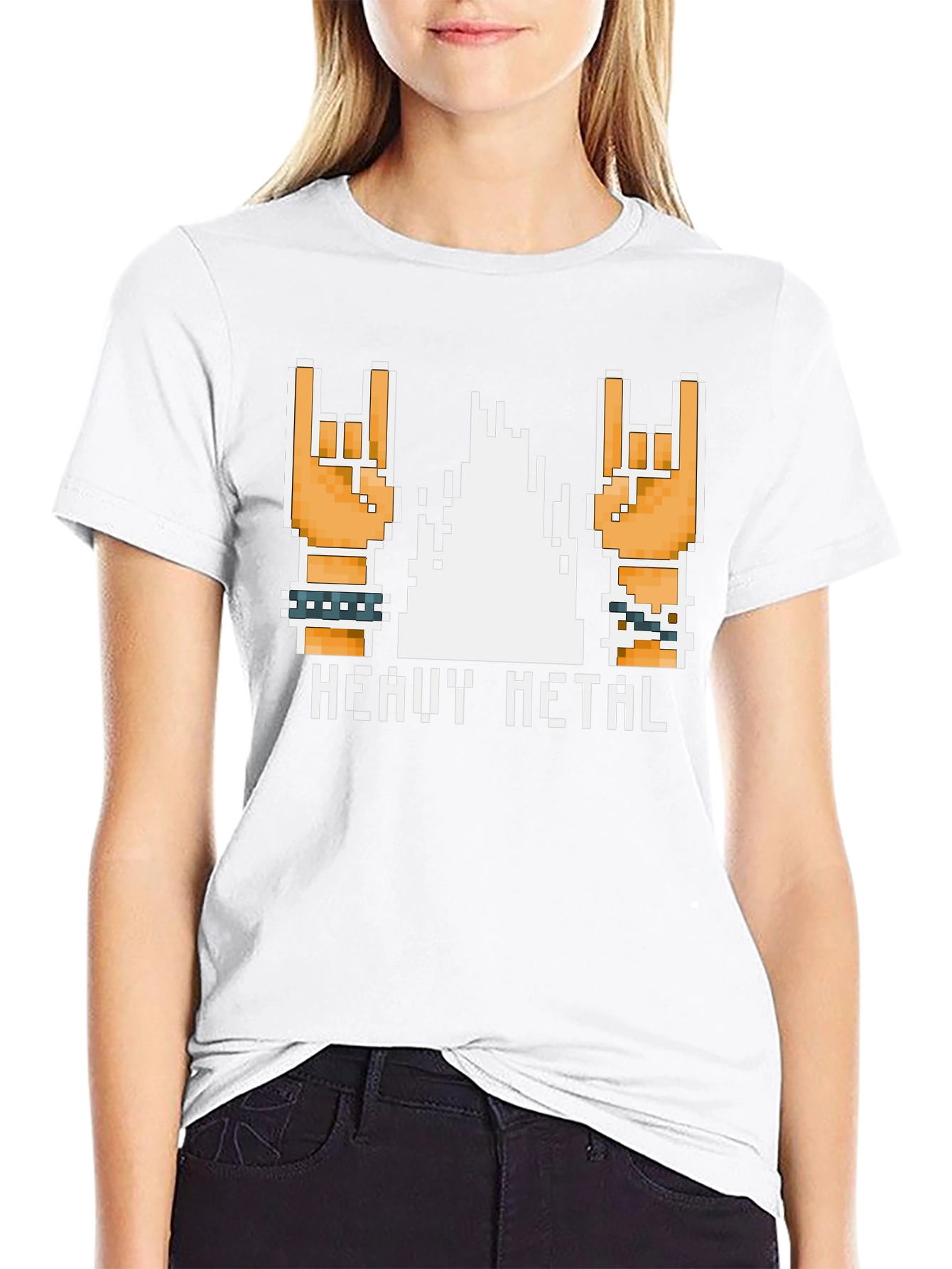 Heavy Metal Pixel Art T-Shirt - Rock On!