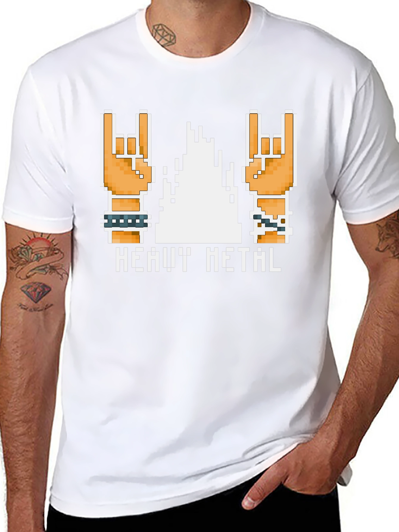 Heavy Metal Pixel Art T-Shirt - Rock On!