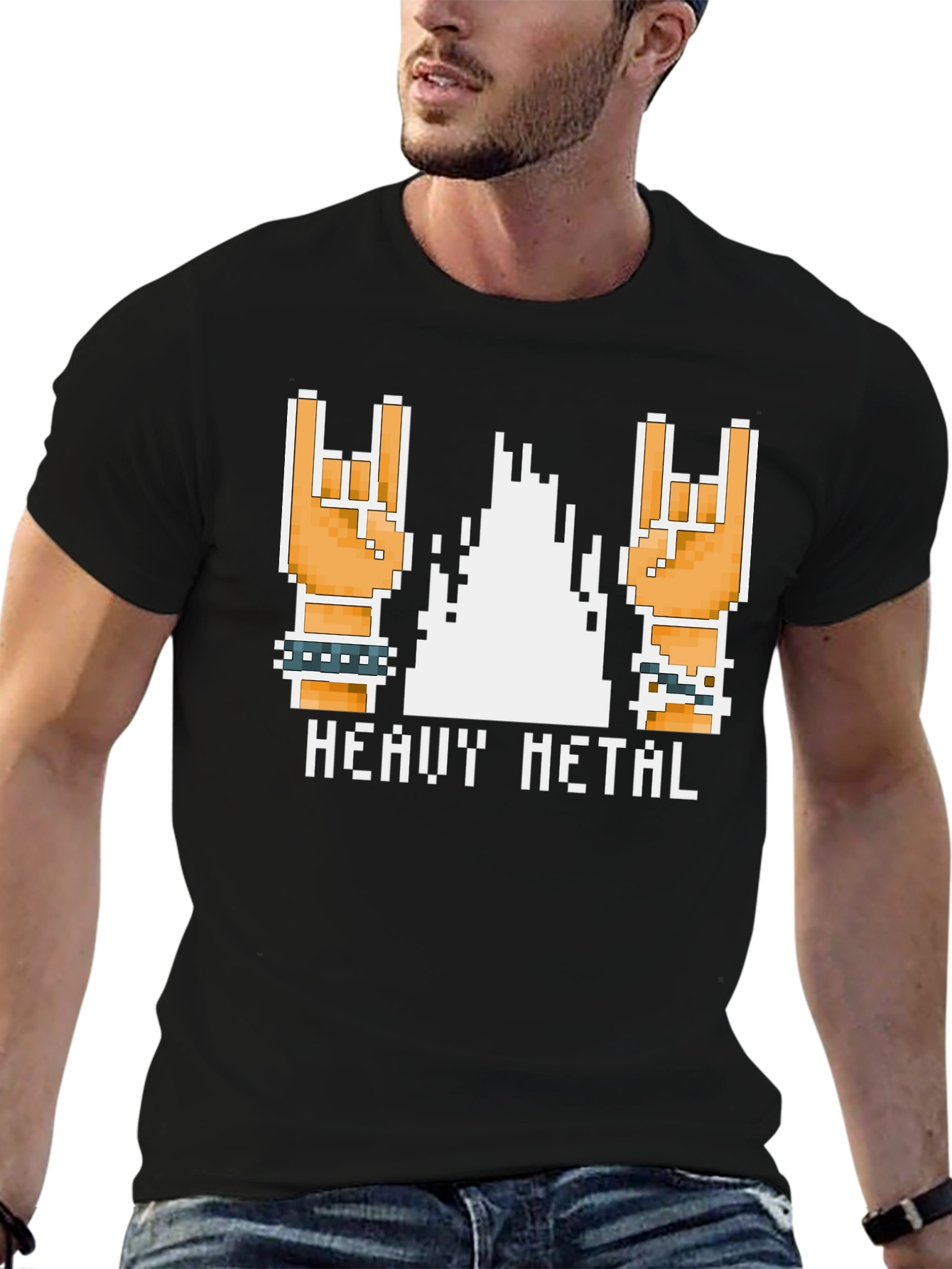 Heavy Metal Pixel Art T-Shirt - Rock On!